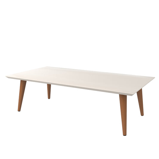Manhattan Comfort Utopia 17.52" High Rectangle Coffee Table with Splayed Legs in Off White and Maple Cream 89452