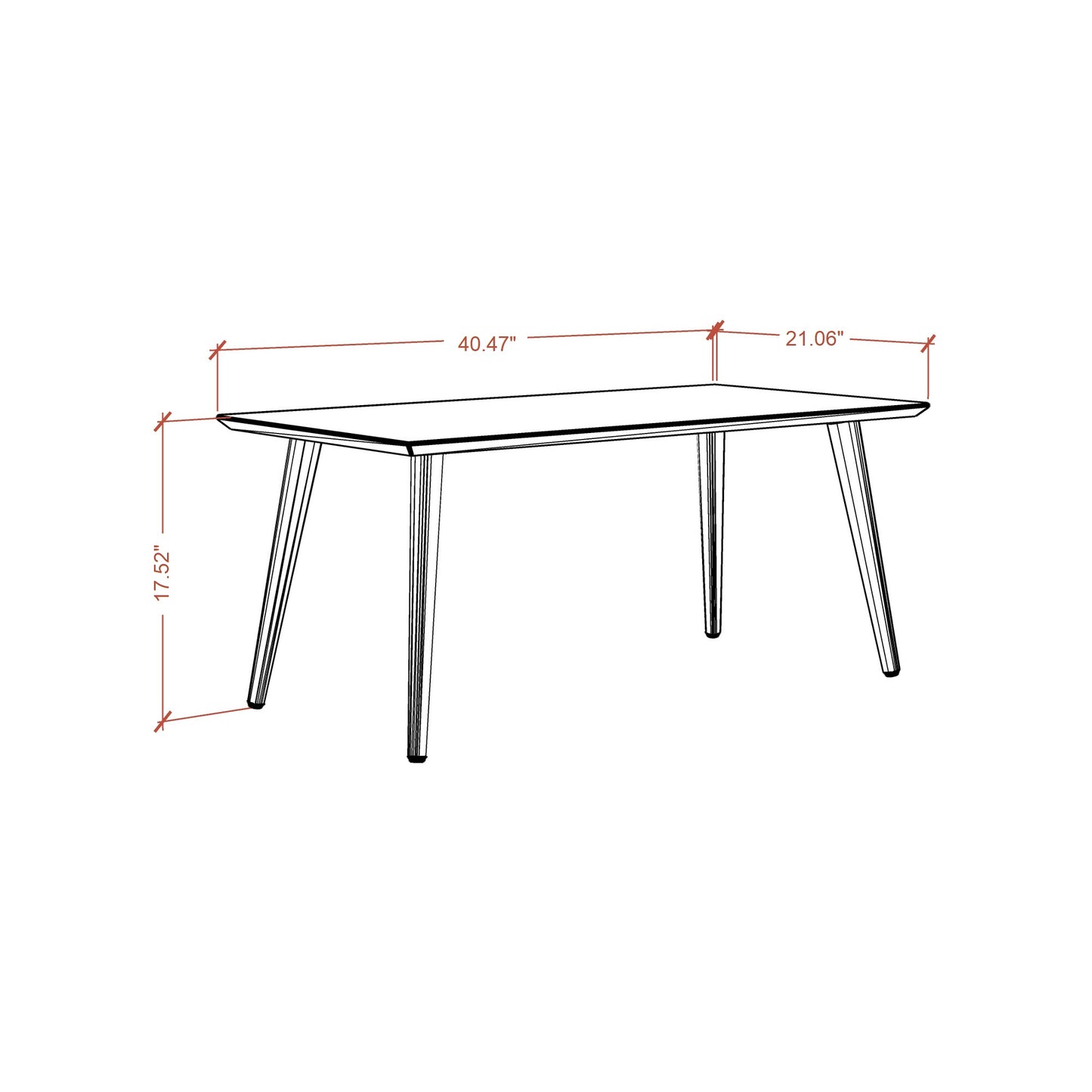 Manhattan Comfort Utopia 17.52" High Rectangle Coffee Table with Splayed Legs in Off White and Maple Cream 89452