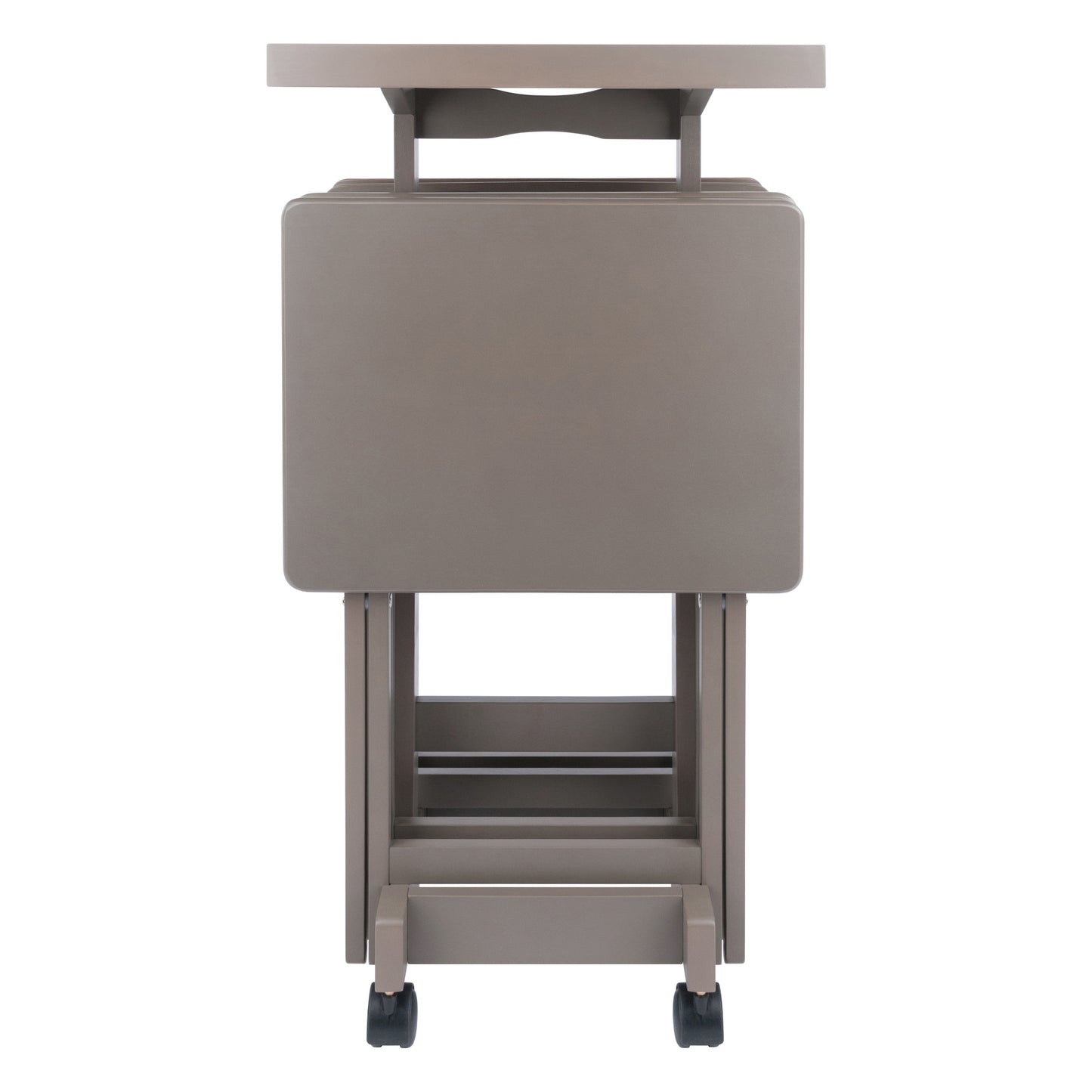 Isabelle 6-Pc Snack Table Set with Removable Serving Tray, Oyster Gray