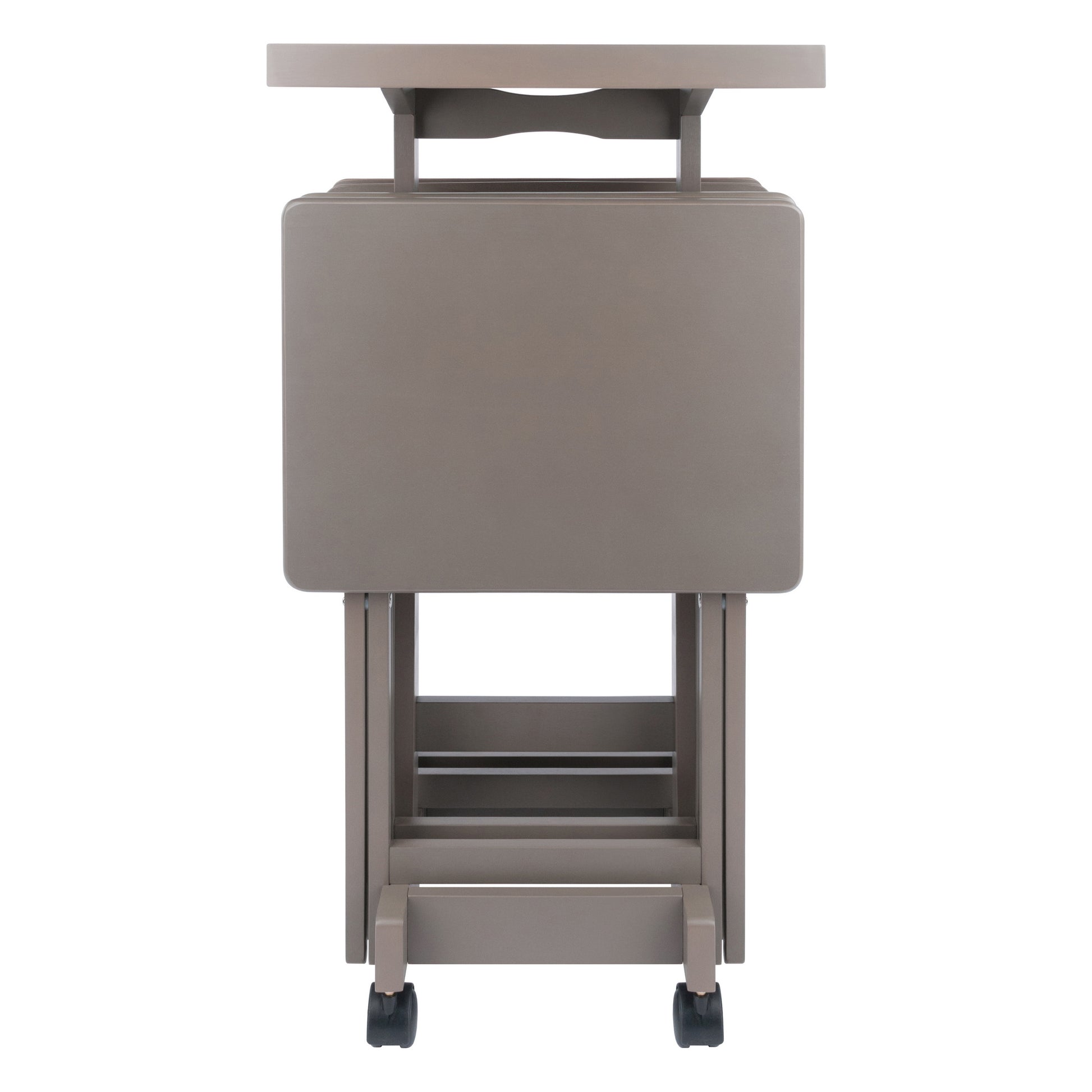 Isabelle 6-Pc Snack Table Set with Removable Serving Tray, Oyster Gray