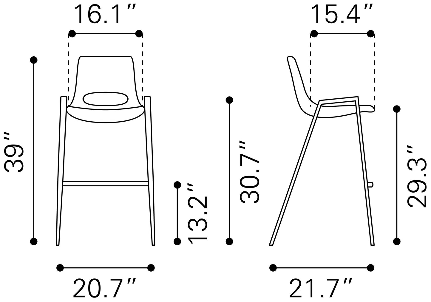 Desi Barstool (Set of 2) Blue & Walnut