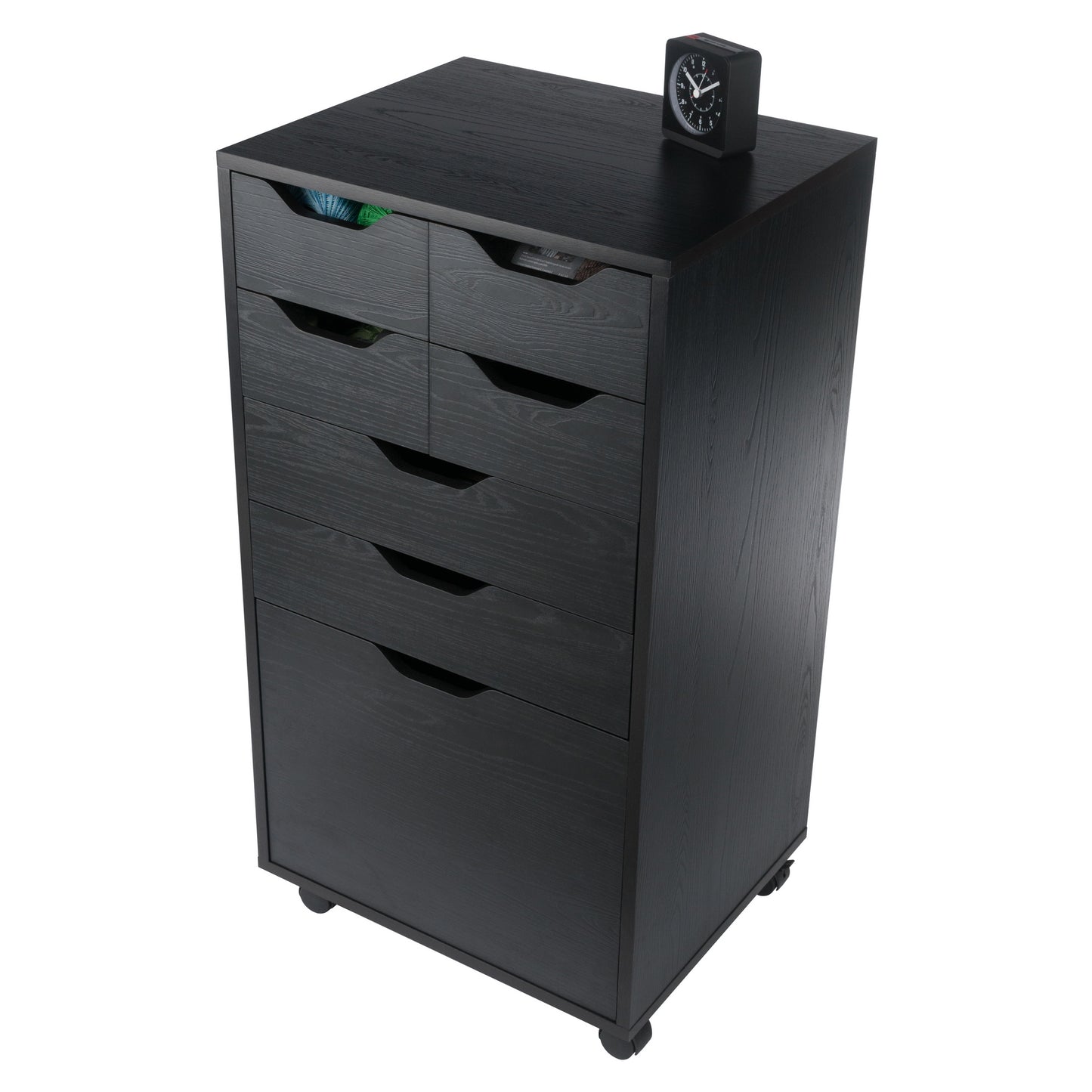 Halifax Bins & Drawers Multi-Storage Tall Mobile Cabinet, Black