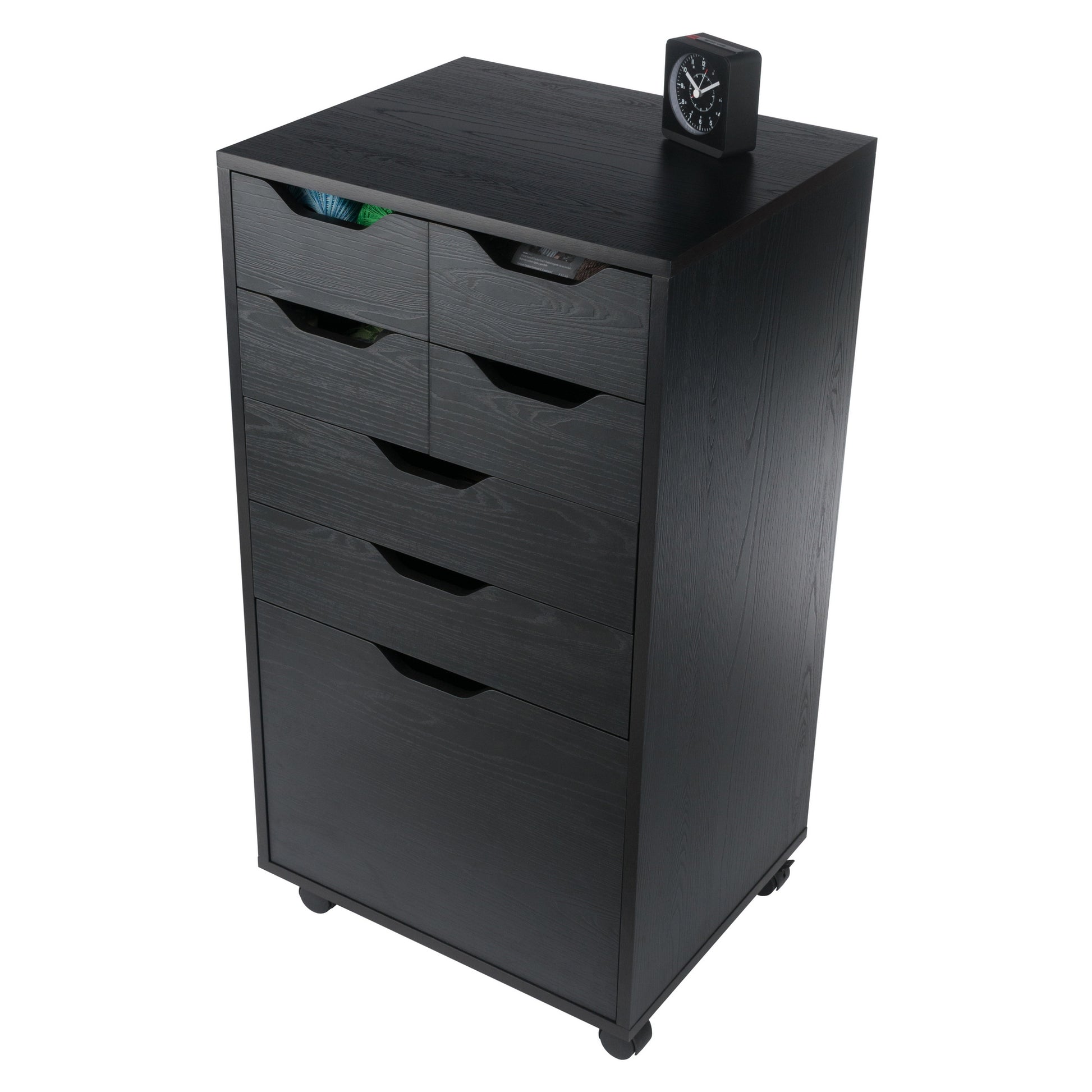 Halifax Bins & Drawers Multi-Storage Tall Mobile Cabinet, Black