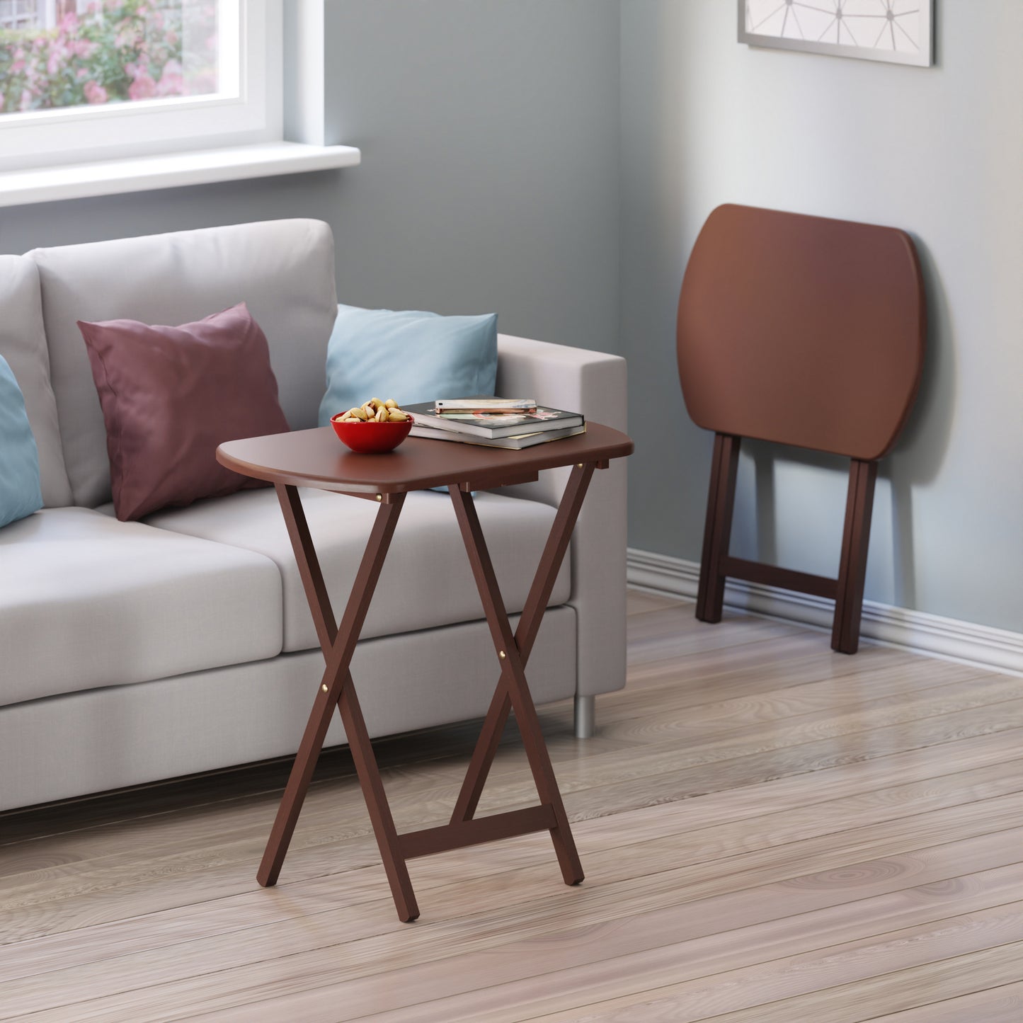 Corbett 2-Pc Oversized Snack Tables, Walnut