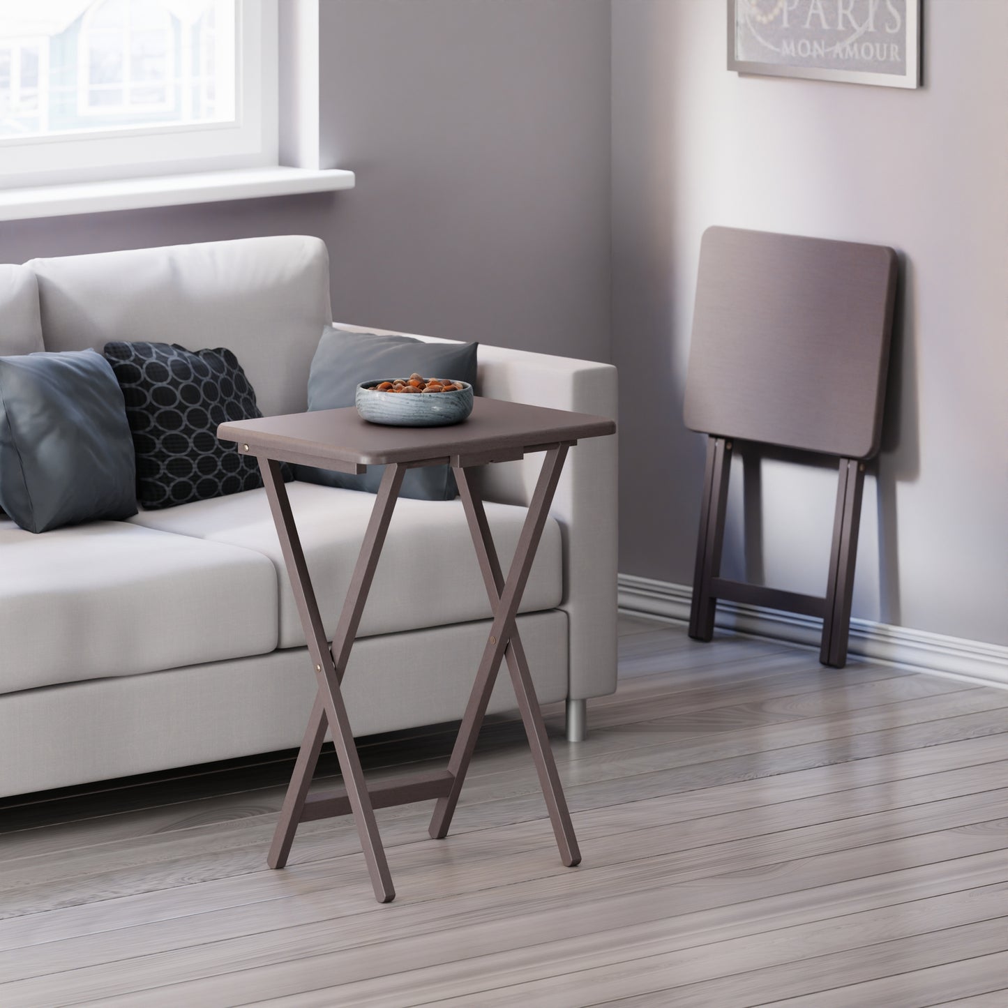 Alex 2-Pc Snack Tables, Oyster Gray