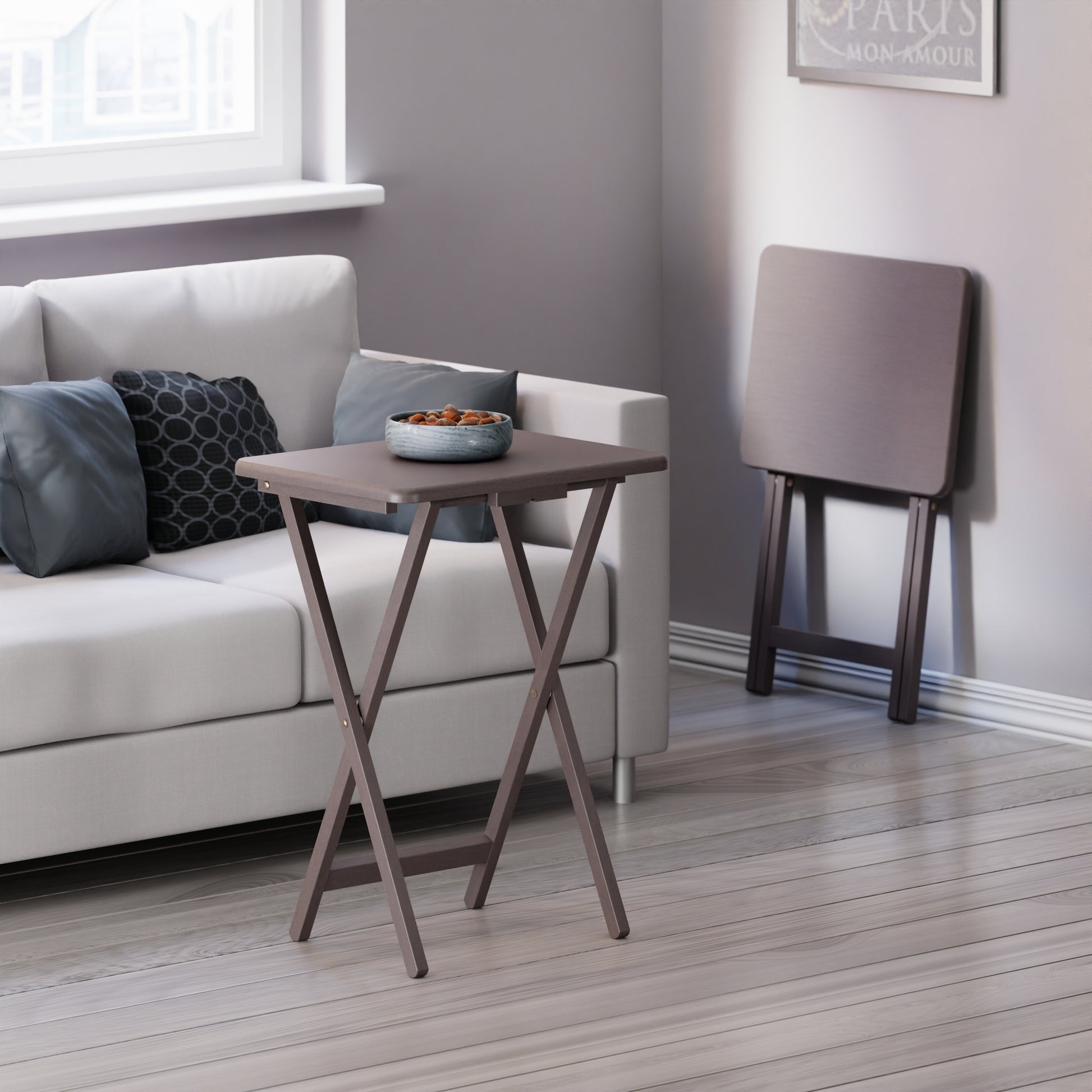 Alex 2-Pc Snack Tables, Oyster Gray