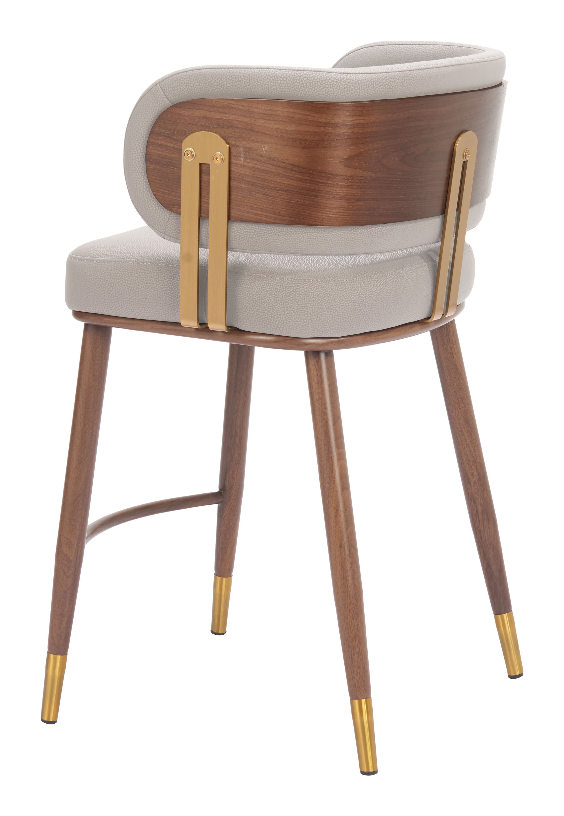 Brew Counter Stool Beige & Walnut - 5