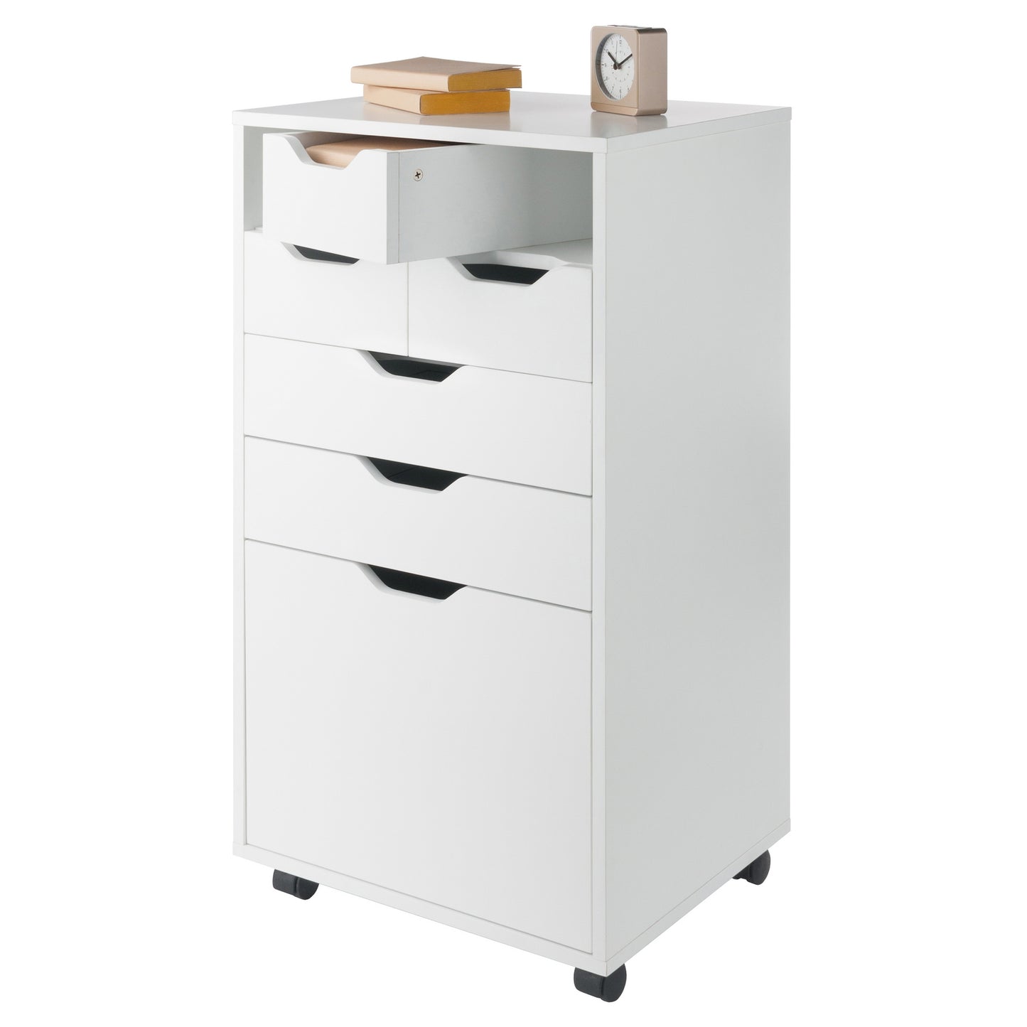 Halifax Bins & Drawers Multi-Storage Tall Mobile Cabinet, White