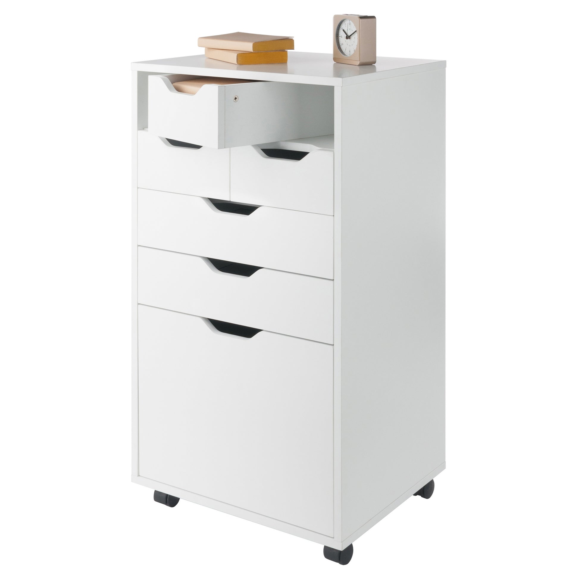 Halifax Bins & Drawers Multi-Storage Tall Mobile Cabinet, White