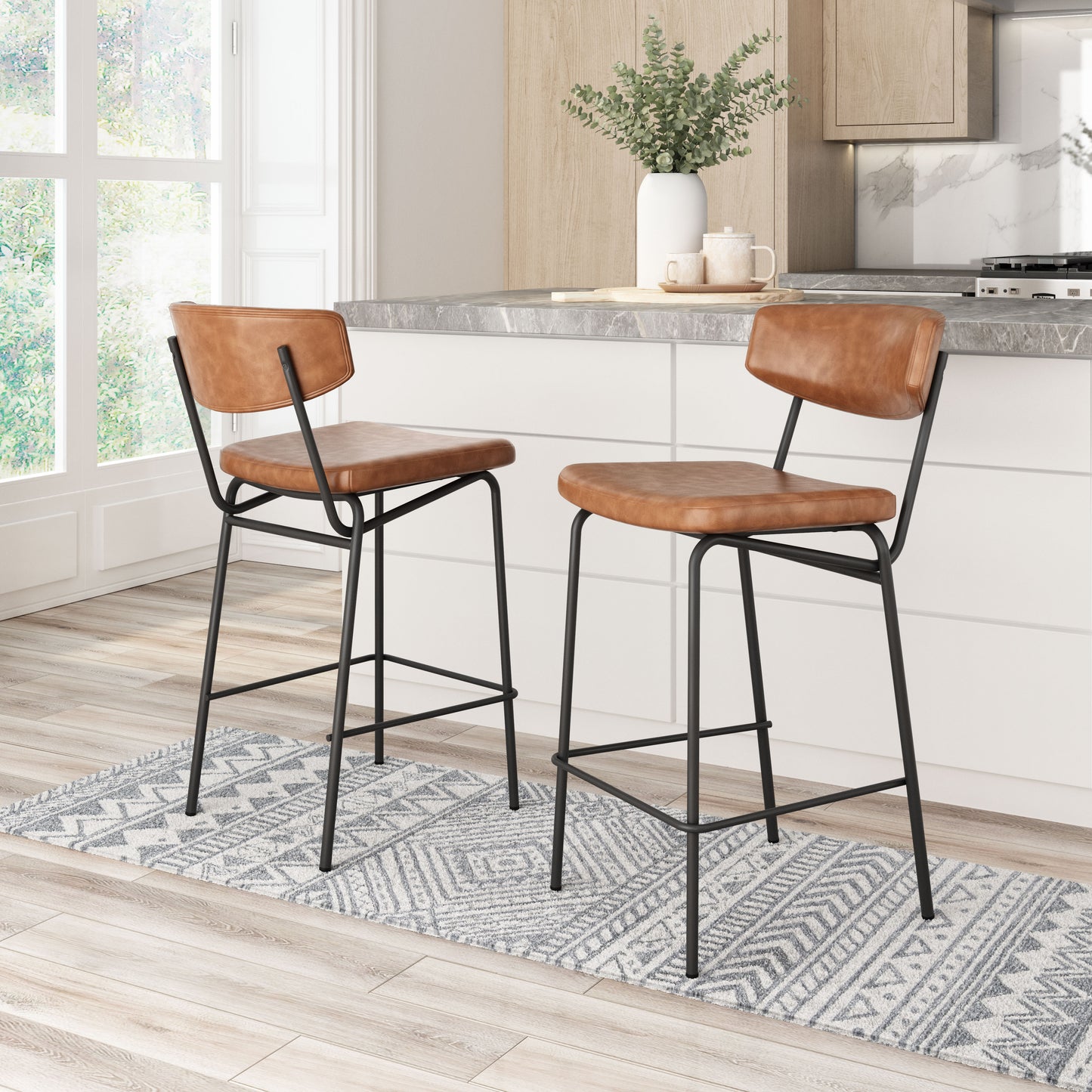 Charon Counter Stool (Set of 2) Vintage Brown - 8