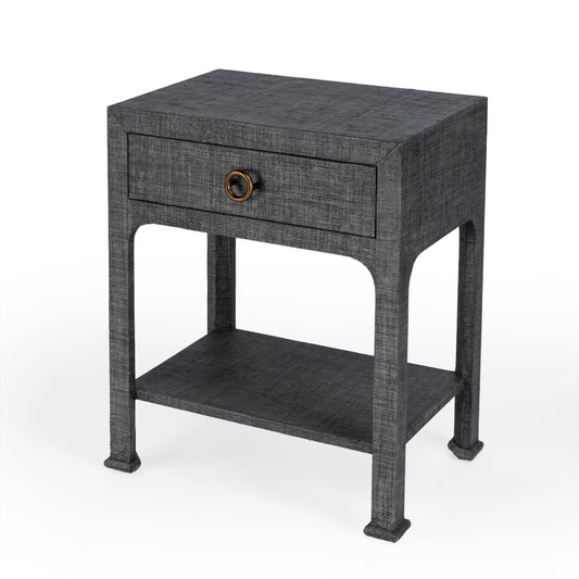Butler Specialty Company Chatham 23 in. W Rectangular Raffia 1 Drawer Nightstand with Lower Open Shelf, Charcoal