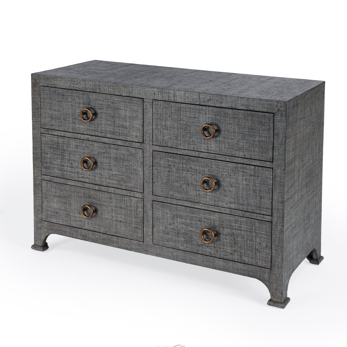 Butler Specialty Company Chatham 44 in. W Rectangular Raffia 6 Drawer Dresser, Charcoal