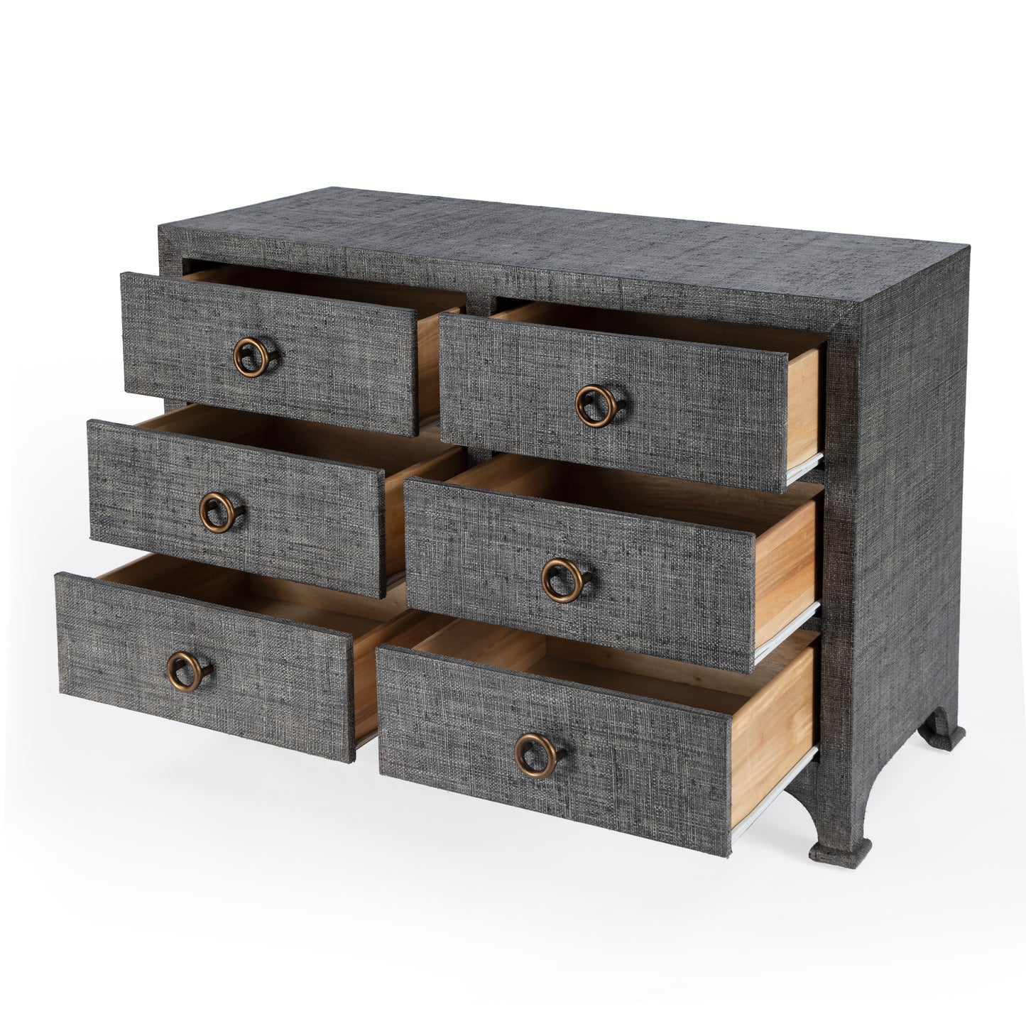 Butler Specialty Company Chatham 44 in. W Rectangular Raffia 6 Drawer Dresser, Charcoal