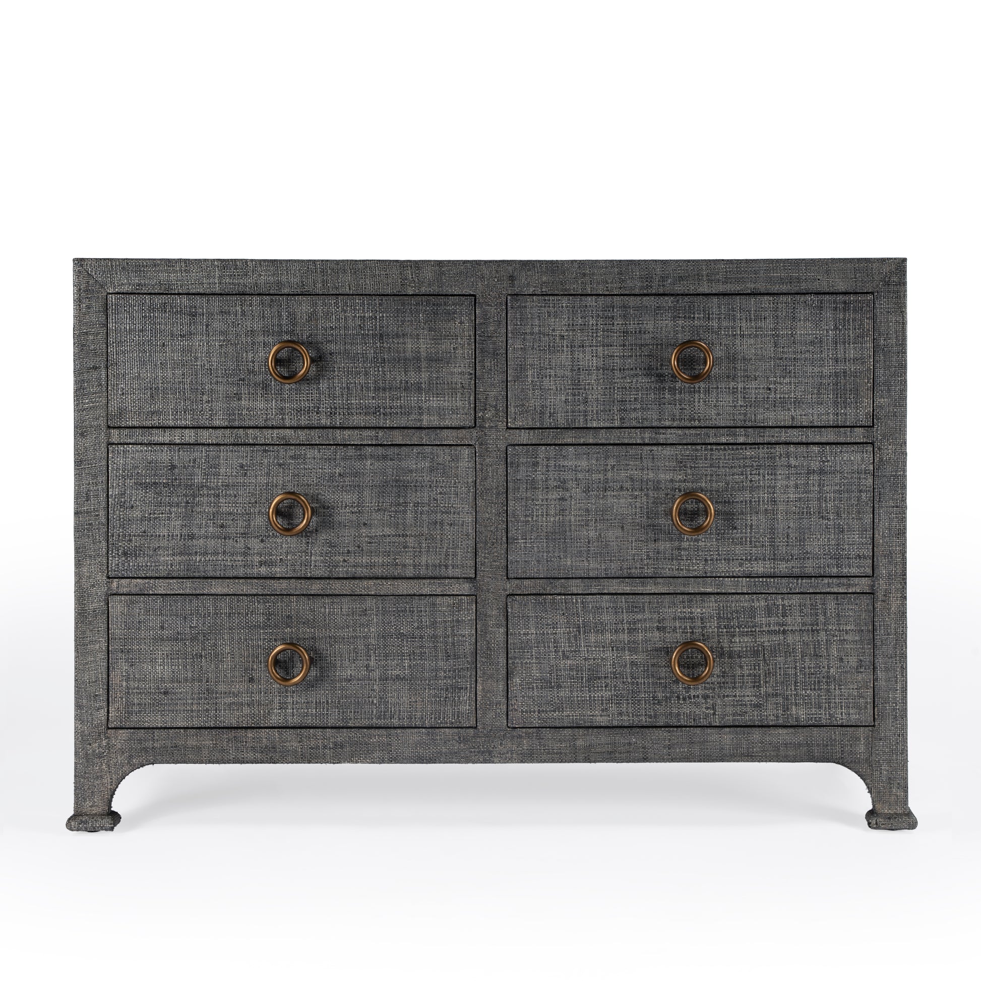 Butler Specialty Company Chatham 44 in. W Rectangular Raffia 6 Drawer Dresser, Charcoal