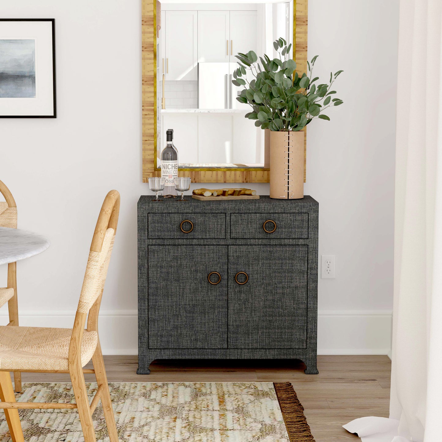 Butler Specialty Company Chatham 31 in. W Rectangular Raffia 2 Drawer Accent Cabinet, Charcoal