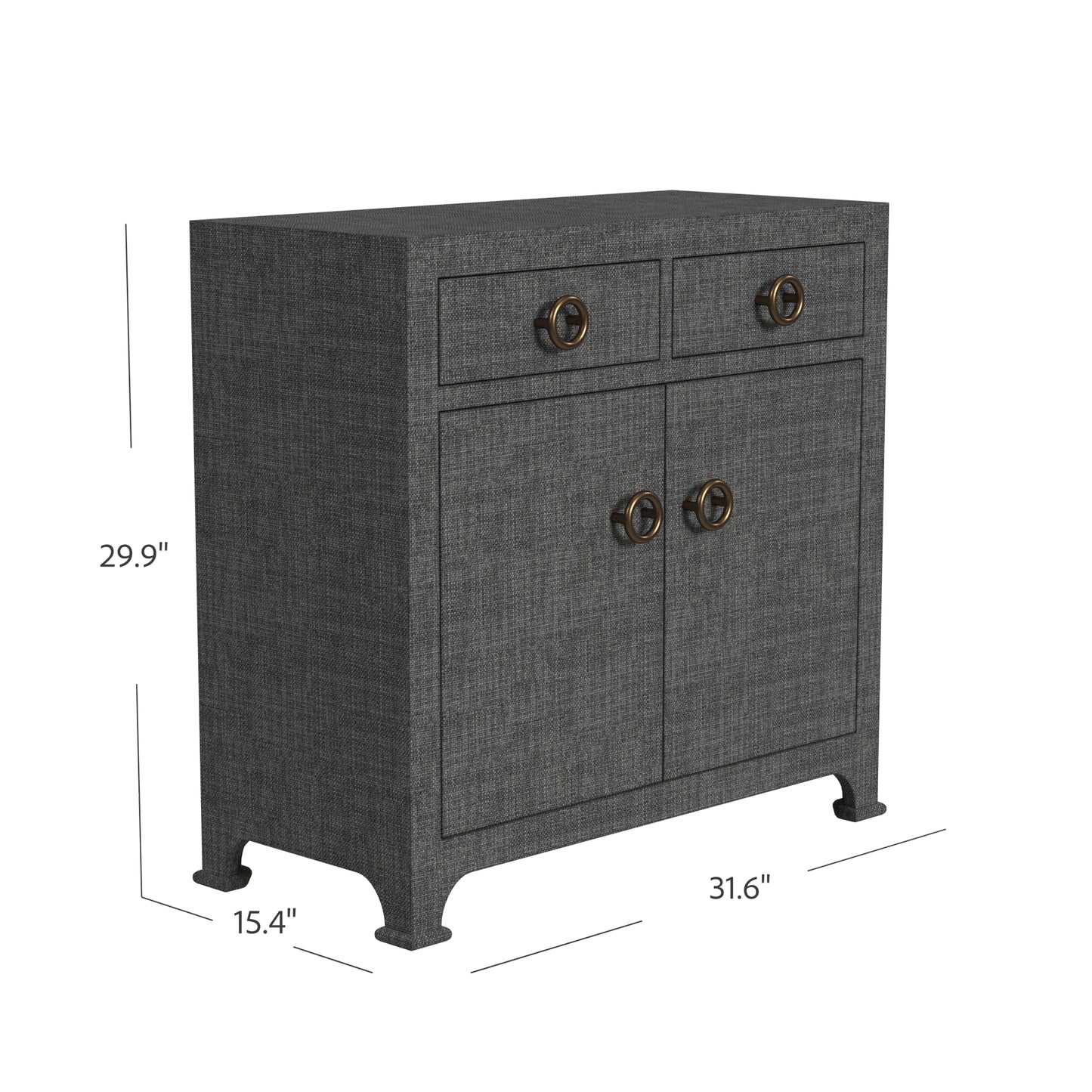 Butler Specialty Company Chatham 31 in. W Rectangular Raffia 2 Drawer Accent Cabinet, Charcoal