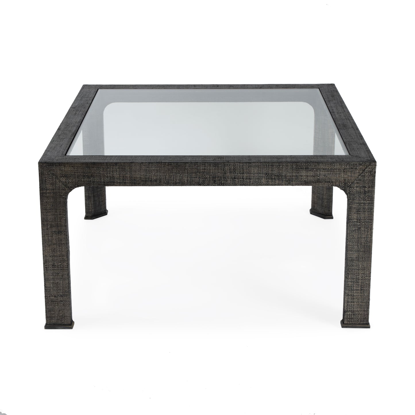 Butler Specialty Company Chatham 36 in. W Square Glass and Raffia Coffee Table, Charcoal