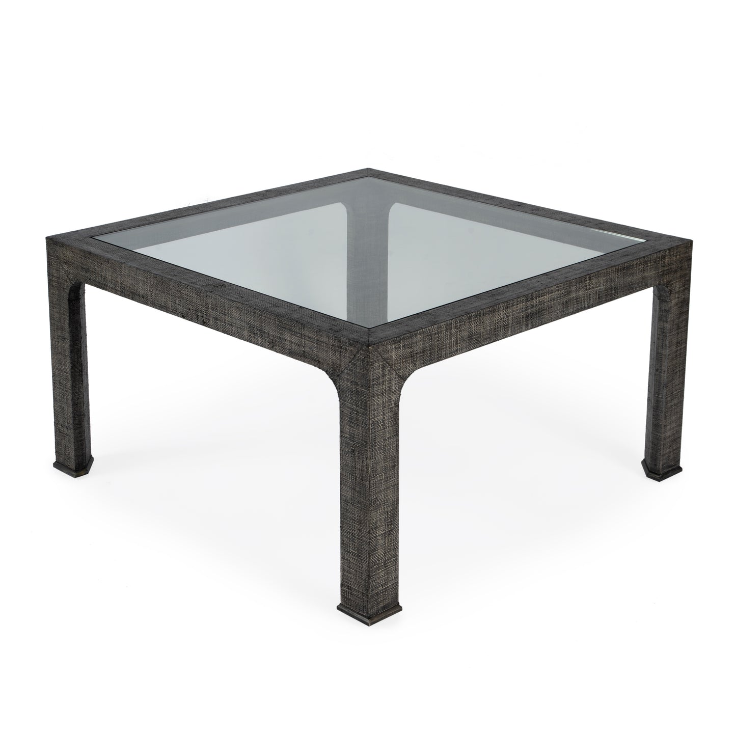 Butler Specialty Company Chatham 36 in. W Square Glass and Raffia Coffee Table, Charcoal