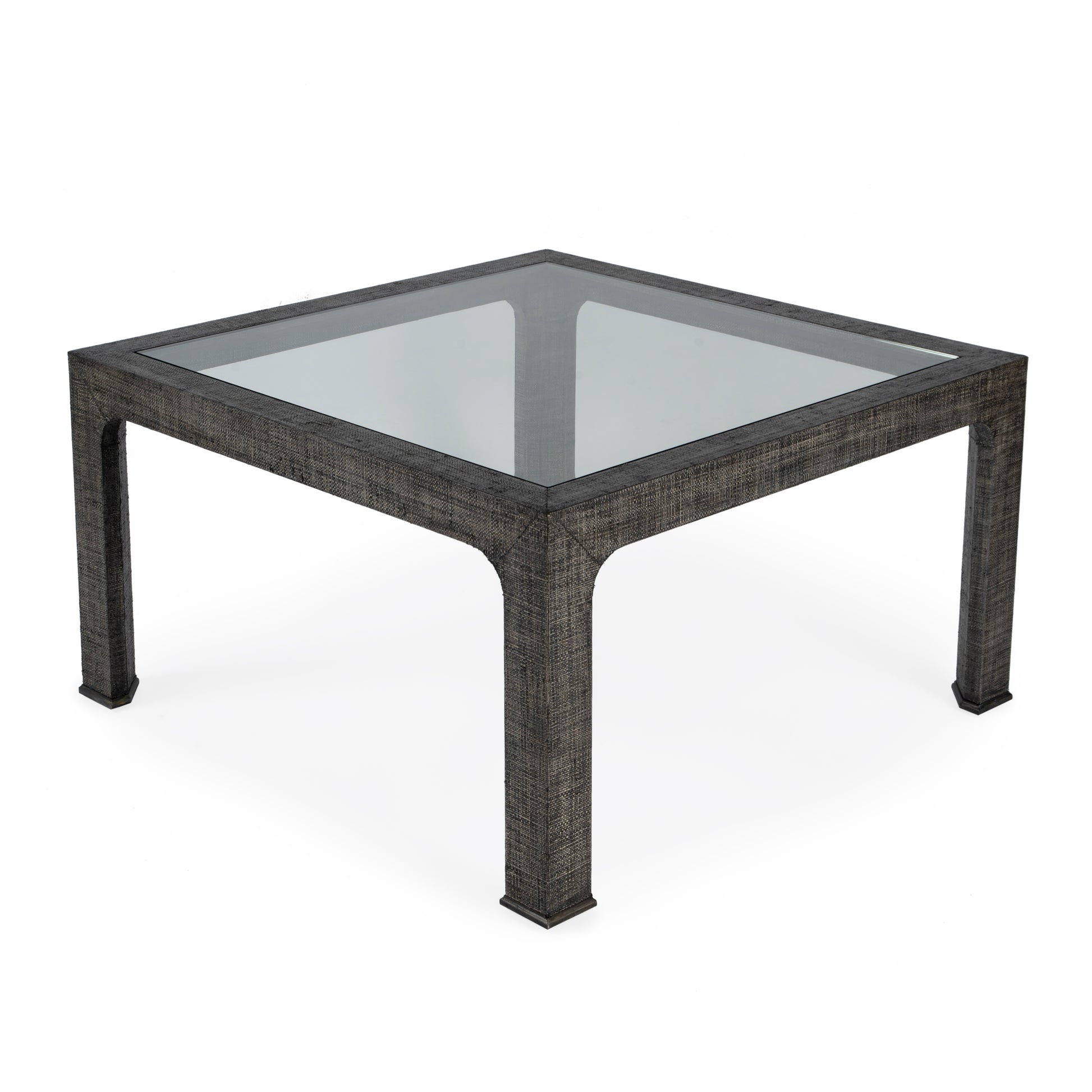 Butler Specialty Company Chatham 36 in. W Square Glass and Raffia Coffee Table, Charcoal