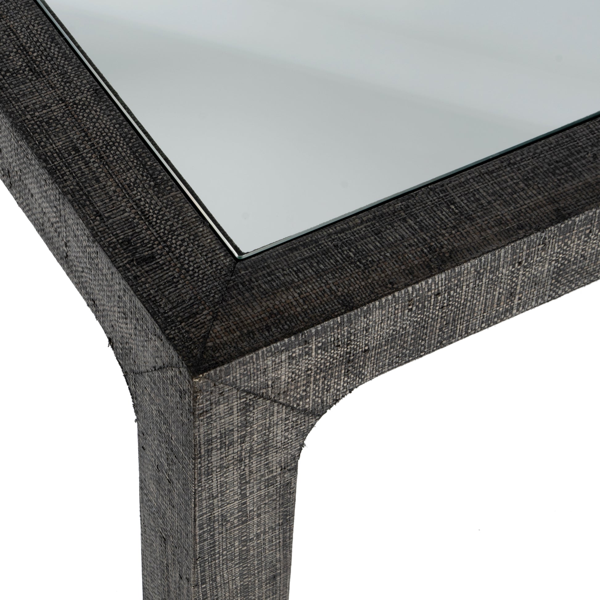 Butler Specialty Company Chatham 36 in. W Square Glass and Raffia Coffee Table, Charcoal