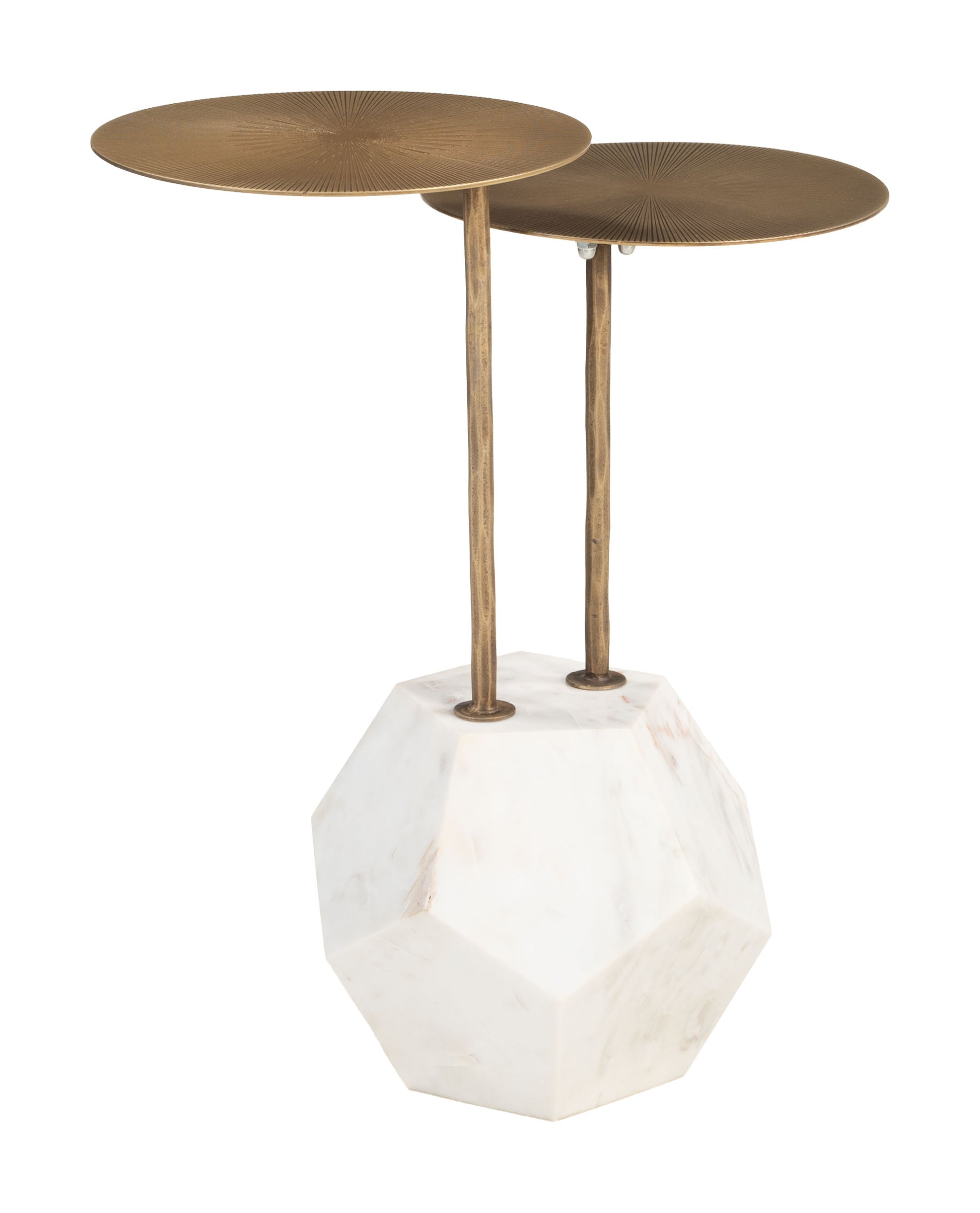 Anten Side Table Brass & White - 5