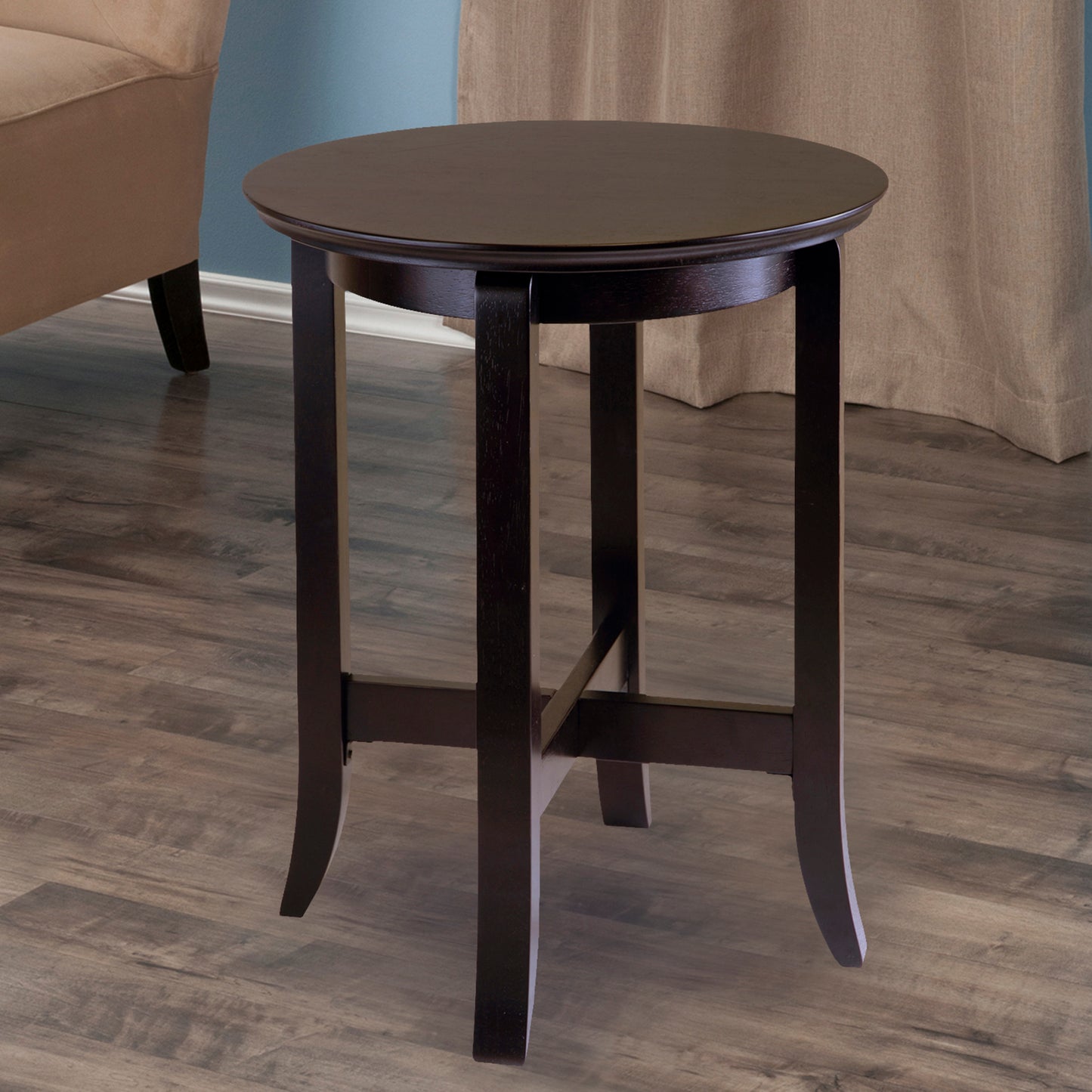 Toby Round Accent End Table, Espresso