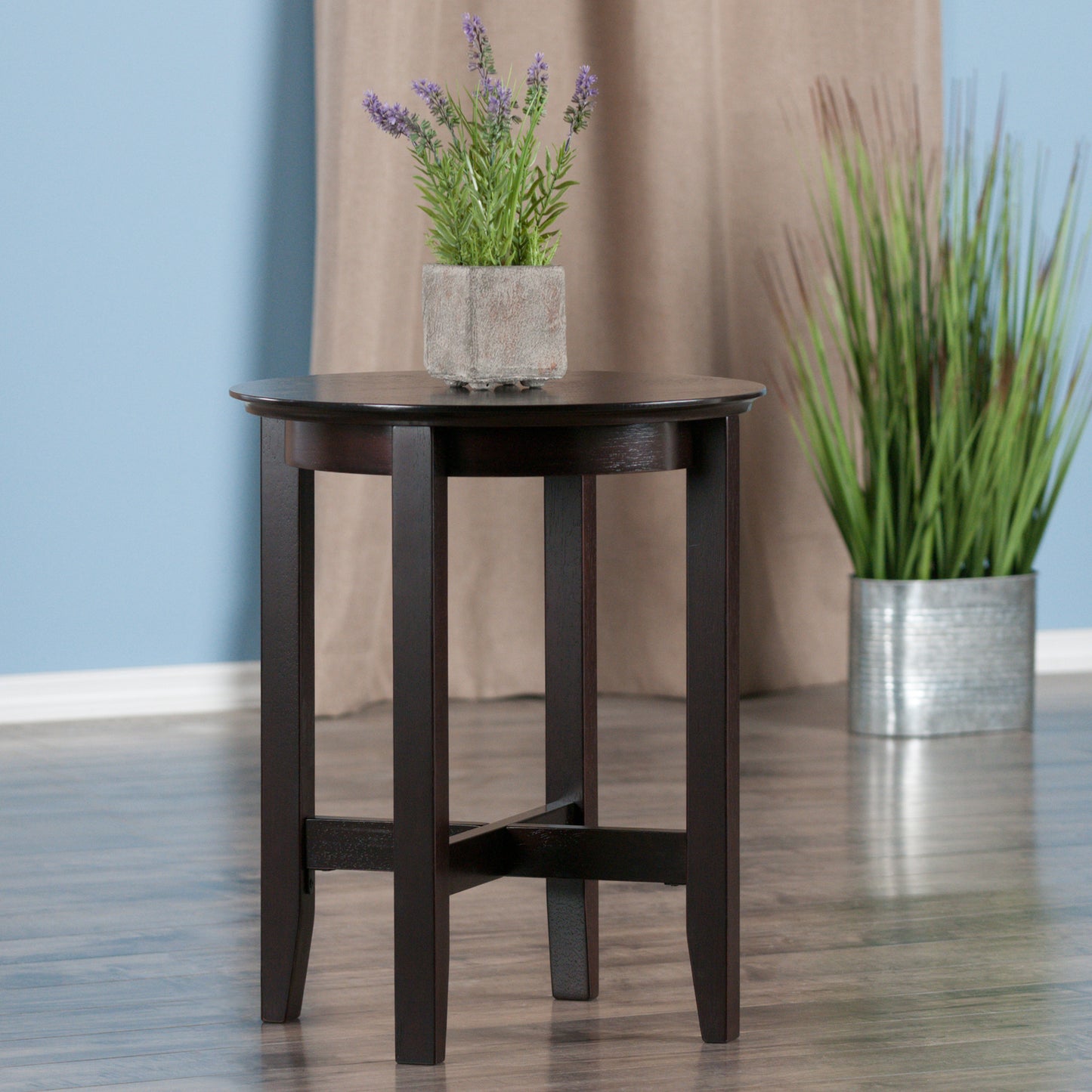 Toby Round Accent End Table, Espresso A