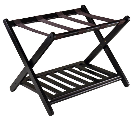 Reese Luggage Rack with Shelf, Espresso