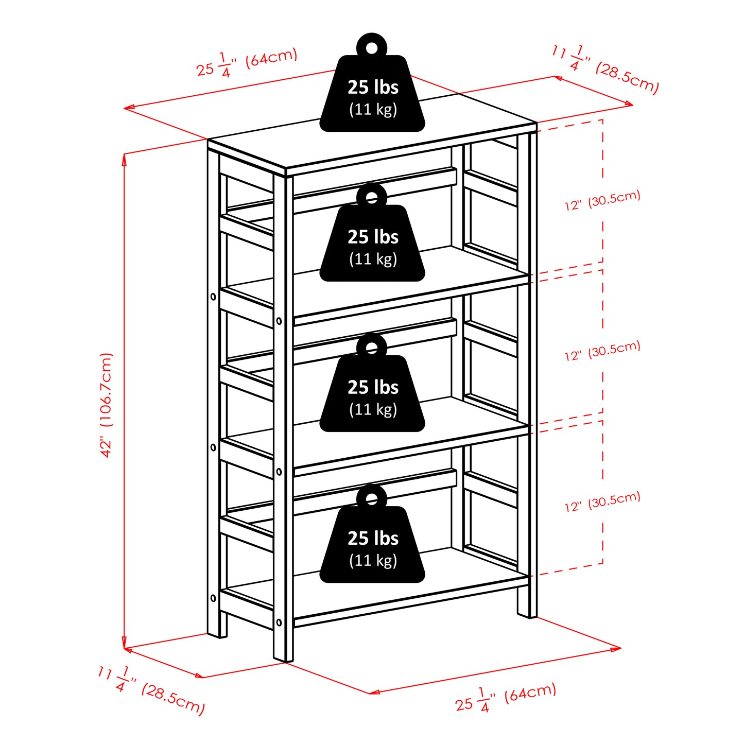 Torino 3-Pc Storage Shelf with 2 Foldable Fabric Baskets, Espresso and Chocolate A