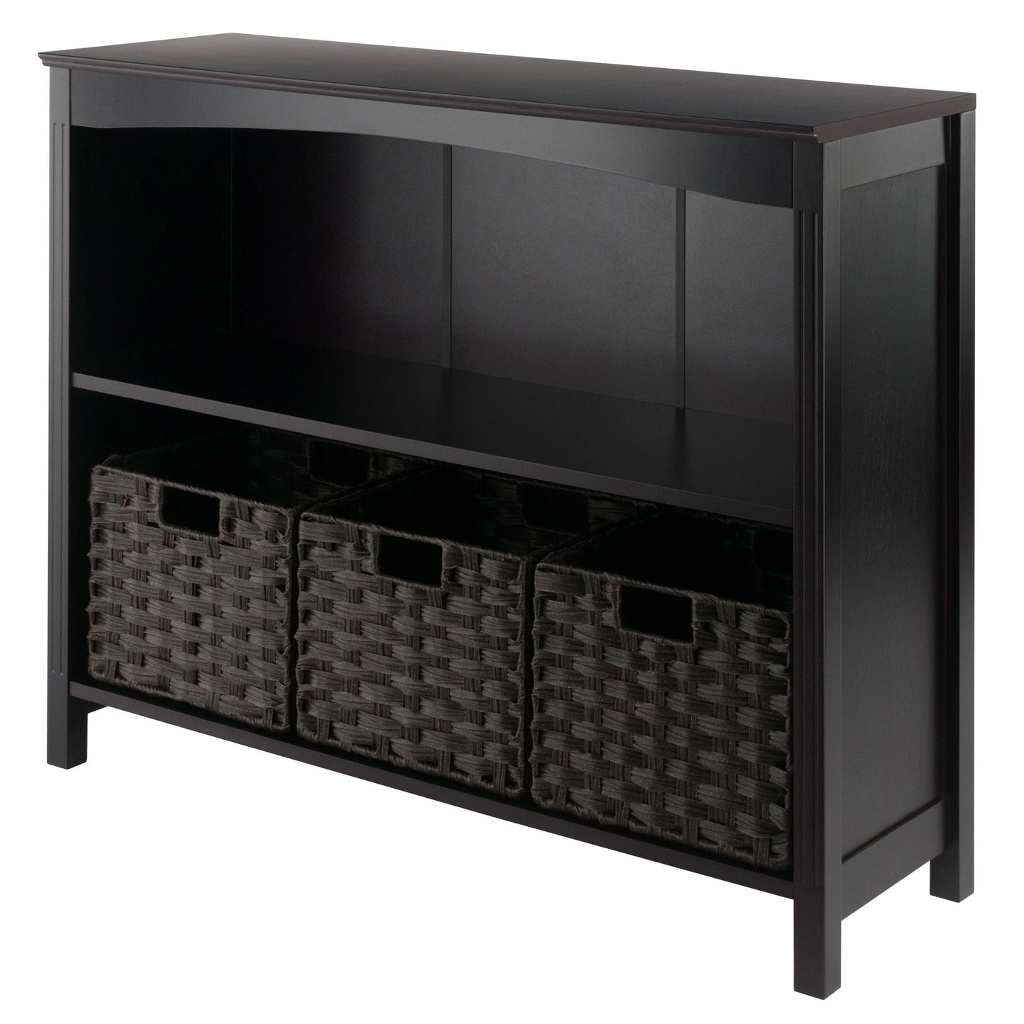 Terrace 4-Pc Storage Shelf with 3 Foldable Woven Baskets, Walnut and Chocolate A