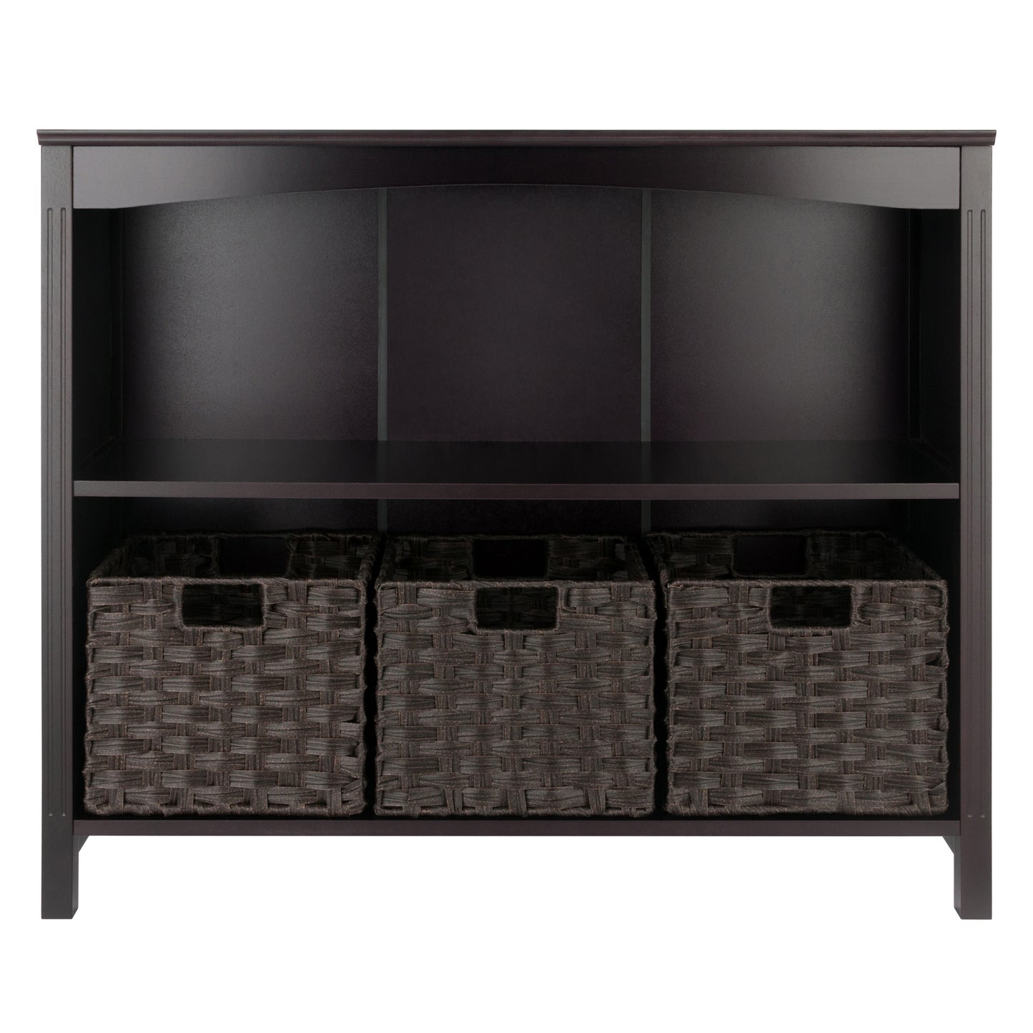 Terrace 4-Pc Storage Shelf with 3 Foldable Woven Baskets, Walnut and Chocolate A