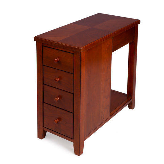 Butler Specialty Company Kelton 11.5 in. W Rectangular Wood 4 Drawer Side Table with Open Shelf, Medium Brown