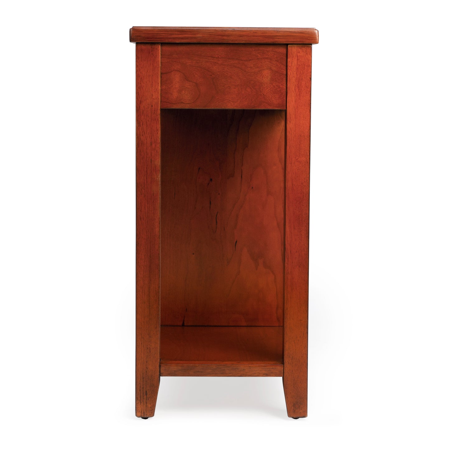 Butler Specialty Company Kelton 11.5 in. W Rectangular Wood 4 Drawer Side Table with Open Shelf, Medium Brown