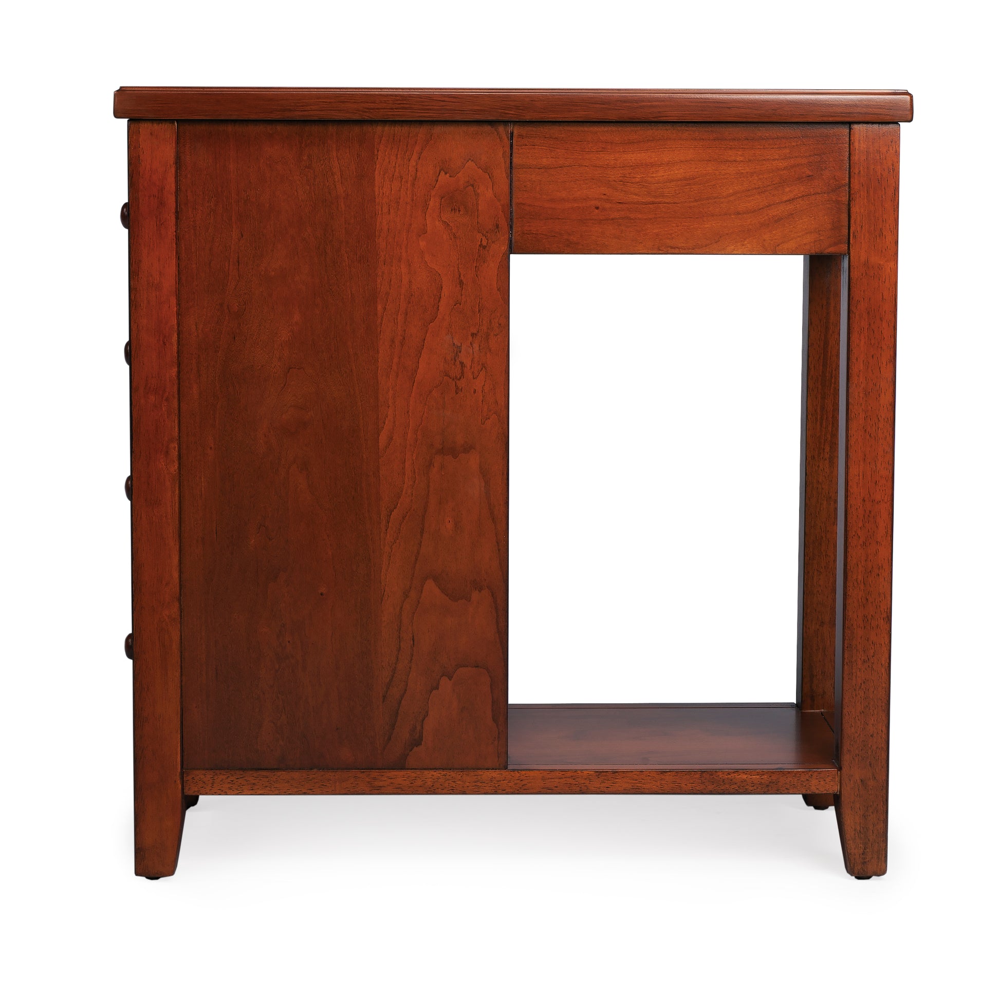 Butler Specialty Company Kelton 11.5 in. W Rectangular Wood 4 Drawer Side Table with Open Shelf, Medium Brown