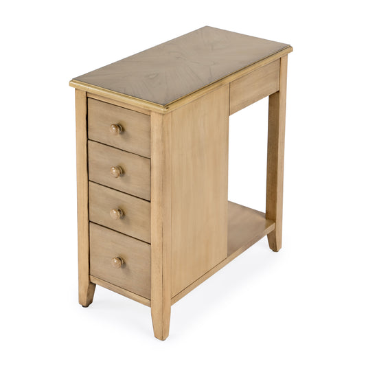 Butler Specialty Company Kelton 11.5 in. W Rectangular Wood 4 Drawer Side Table with Open Shelf, Beige