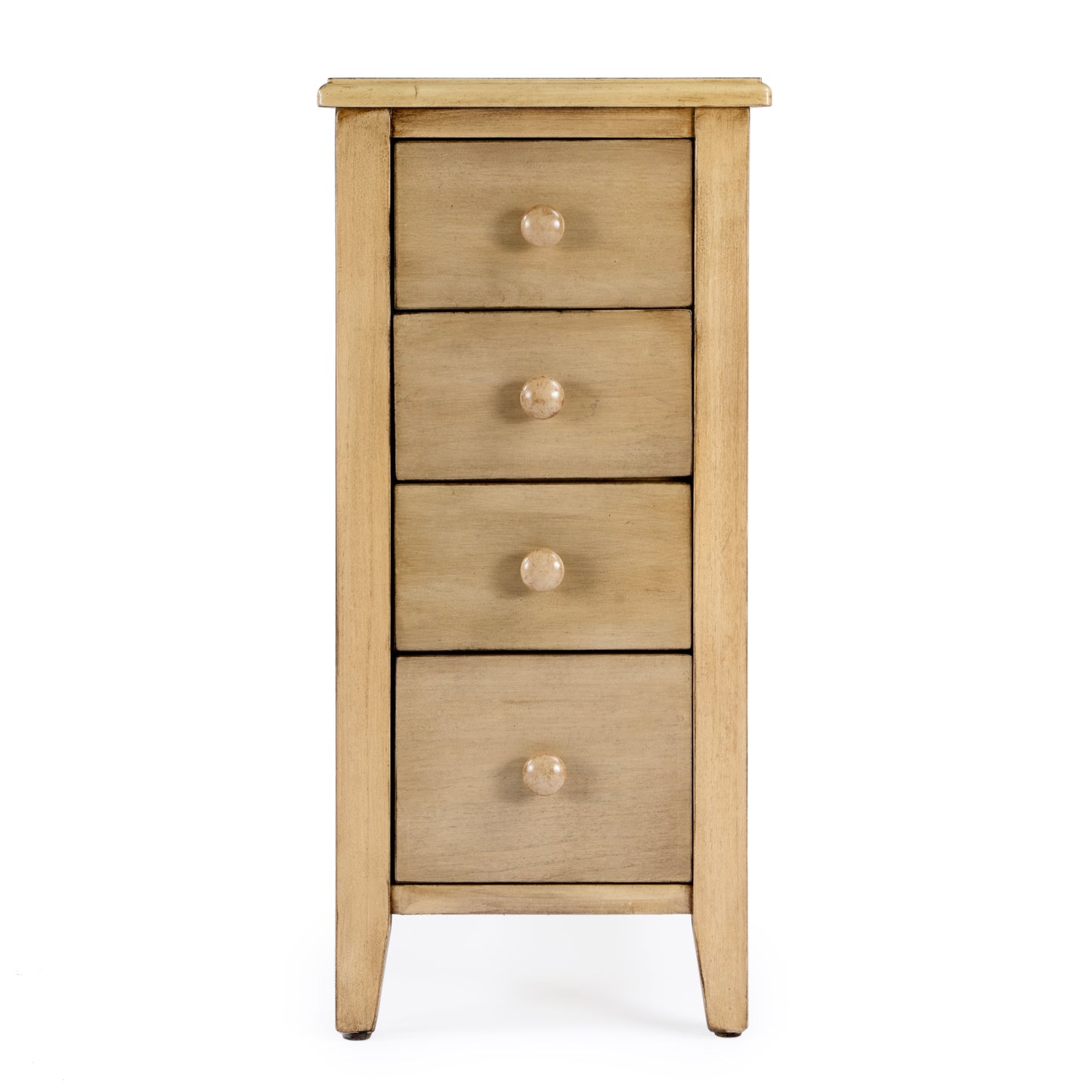 Butler Specialty Company Kelton 11.5 in. W Rectangular Wood 4 Drawer Side Table with Open Shelf, Beige