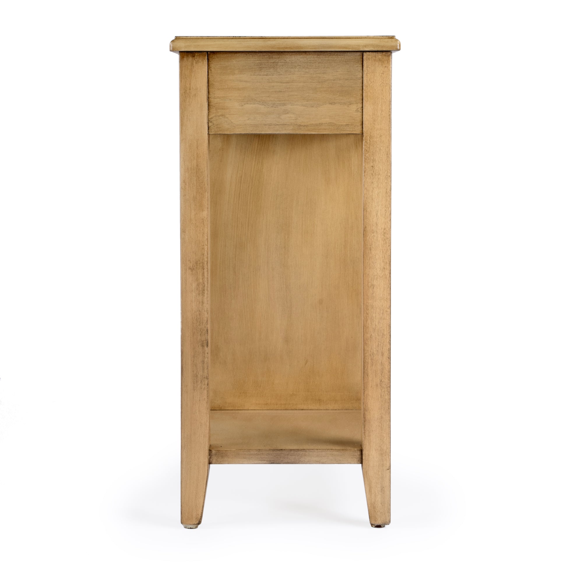 Butler Specialty Company Kelton 11.5 in. W Rectangular Wood 4 Drawer Side Table with Open Shelf, Beige