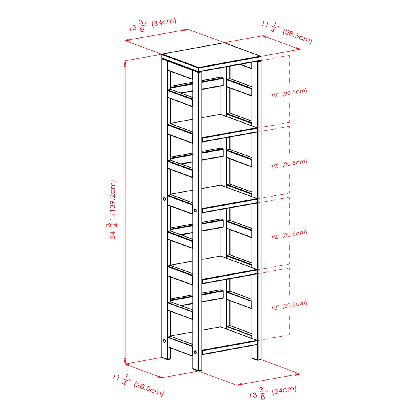 Leo 4-Tier Storage Shelf, Espresso