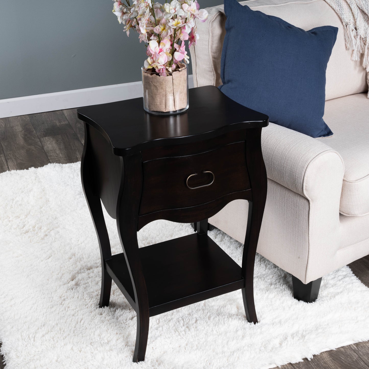 Rochelle 1 Drawer Nightstand in Dark Brown 9308117