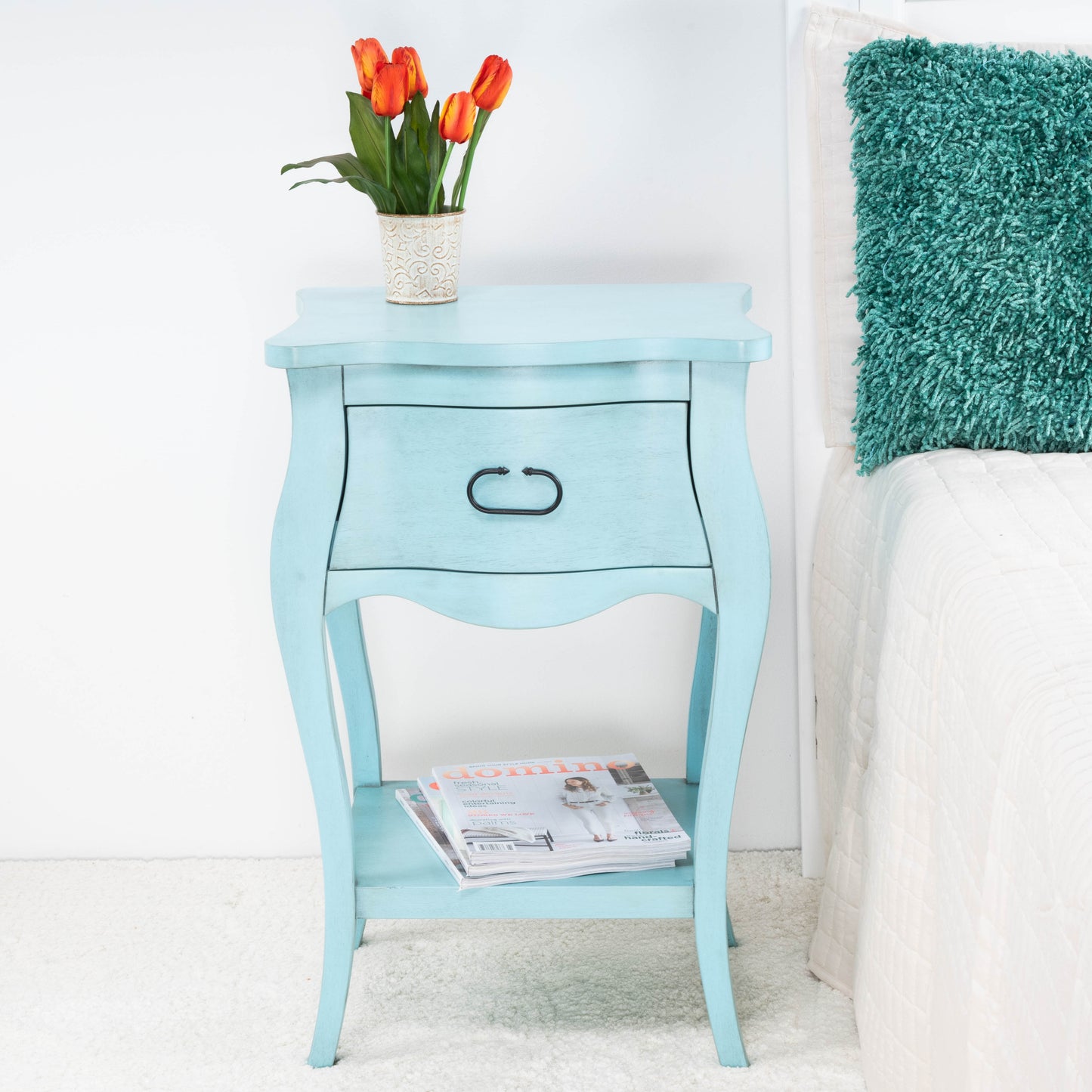 Rochelle 1 Drawer Nightstand in Blue 9308301