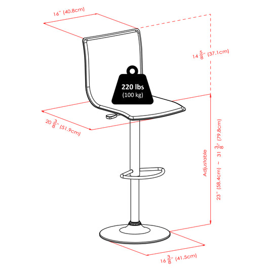 Spectrum High-back Ajustable Swivel Stool, Black and Chrome
