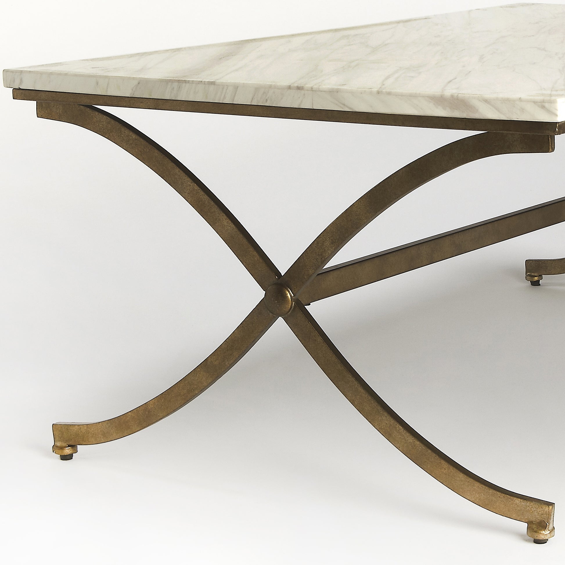 Butler Specialty Company Pamina 45 in. W Rectangular Marble and Metal Coffee Table, Gold