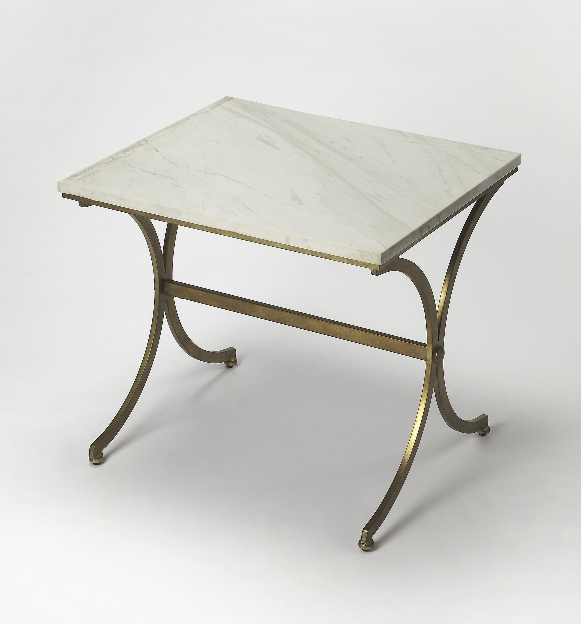 Butler Specialty Company Pamina 27 in. W Rectangular Marble and Metal Side Table, Gold