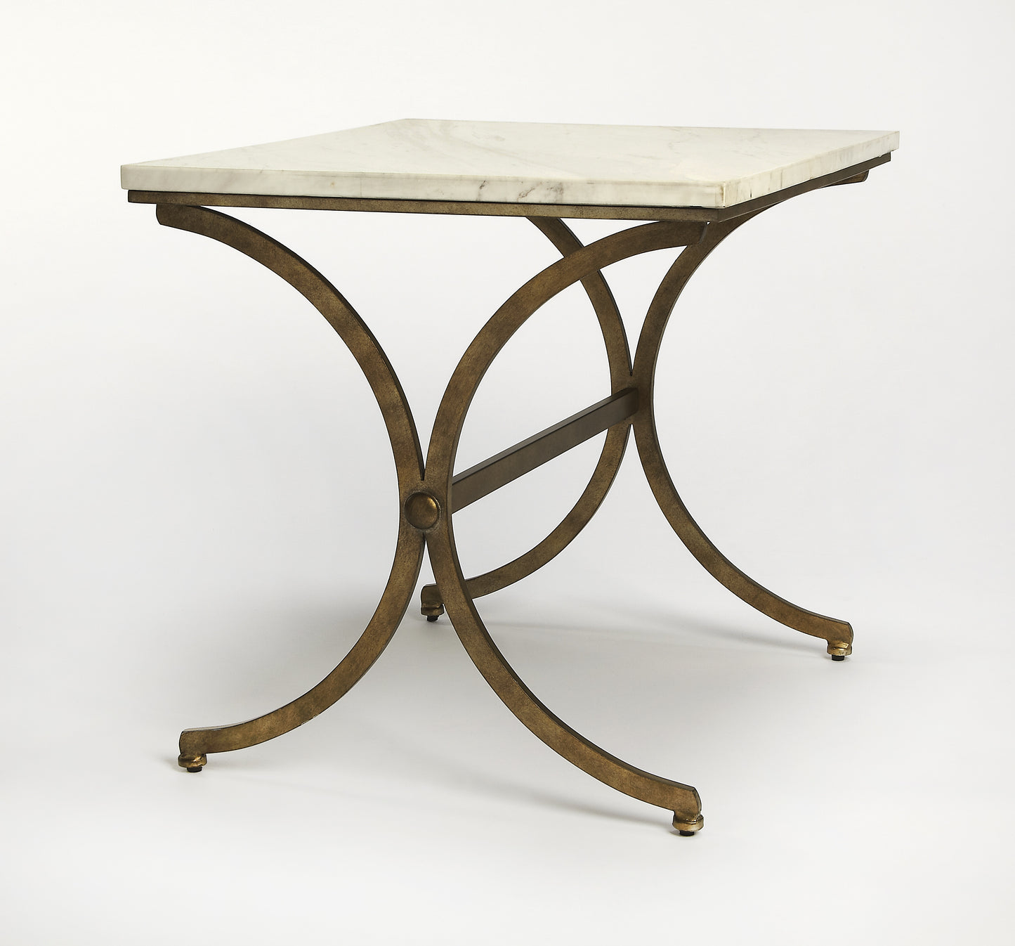 Butler Specialty Company Pamina 27 in. W Rectangular Marble and Metal Side Table, Gold