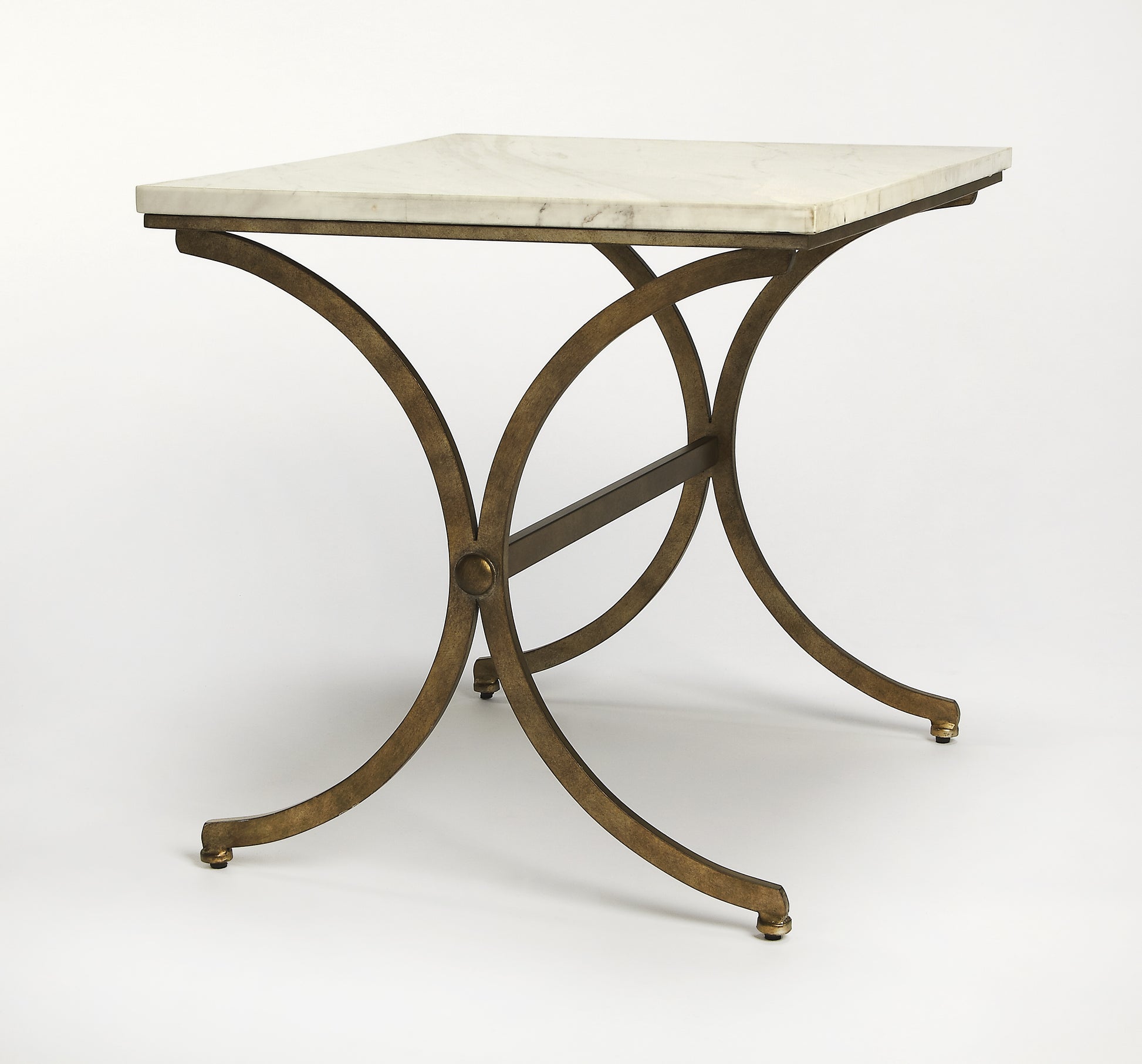 Butler Specialty Company Pamina 27 in. W Rectangular Marble and Metal Side Table, Gold