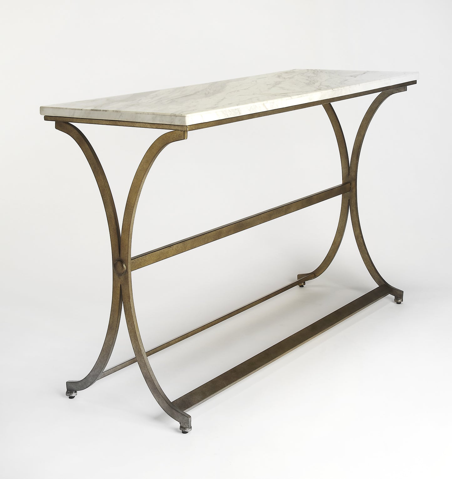 Butler Specialty Company Pamina 48 in. W Rectangular Marble and Metal Console Table, Gold