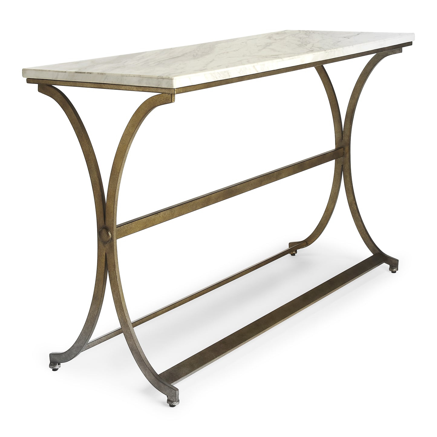 Butler Specialty Company Pamina 48 in. W Rectangular Marble and Metal Console Table, Gold