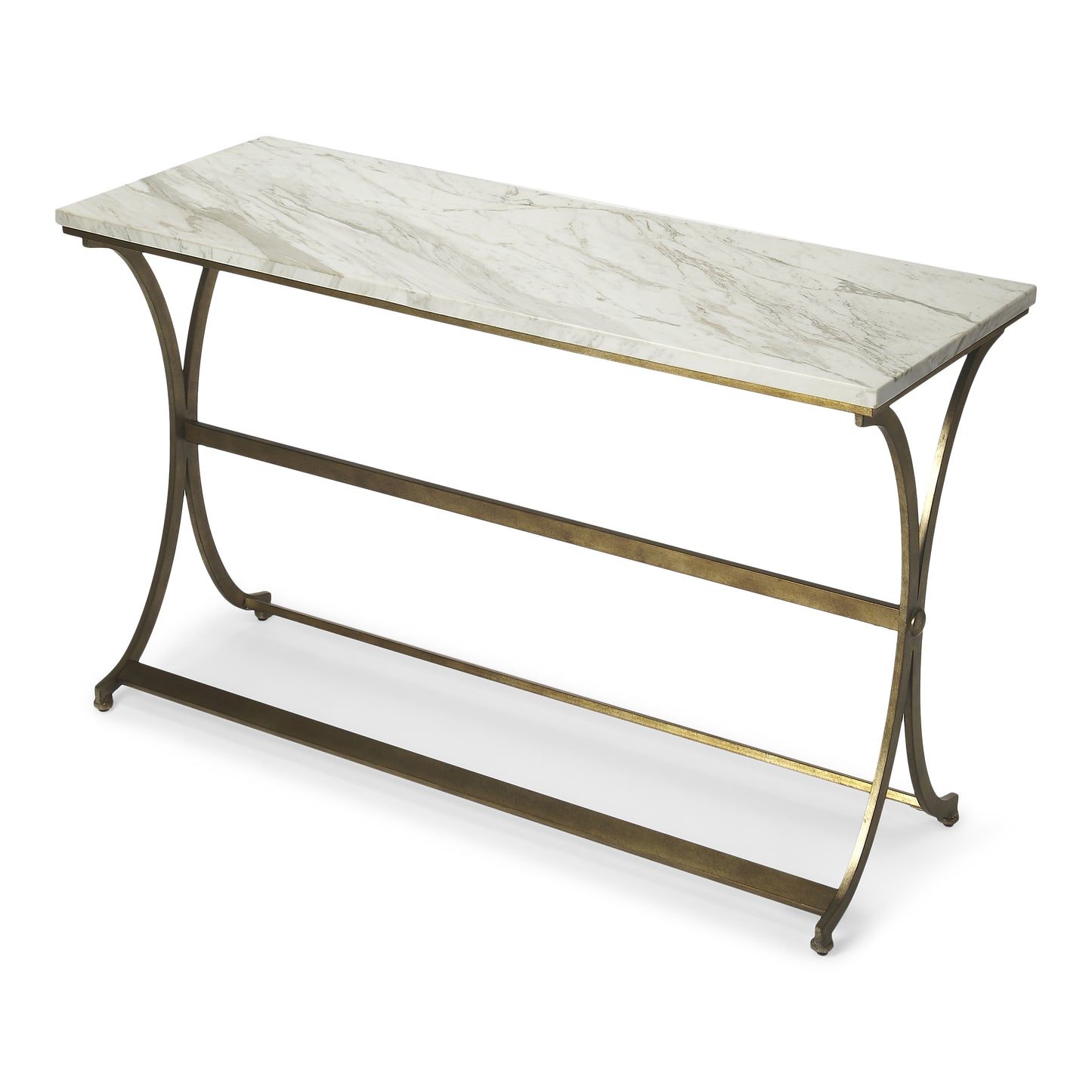Butler Specialty Company Pamina 48 in. W Rectangular Marble and Metal Console Table, Gold