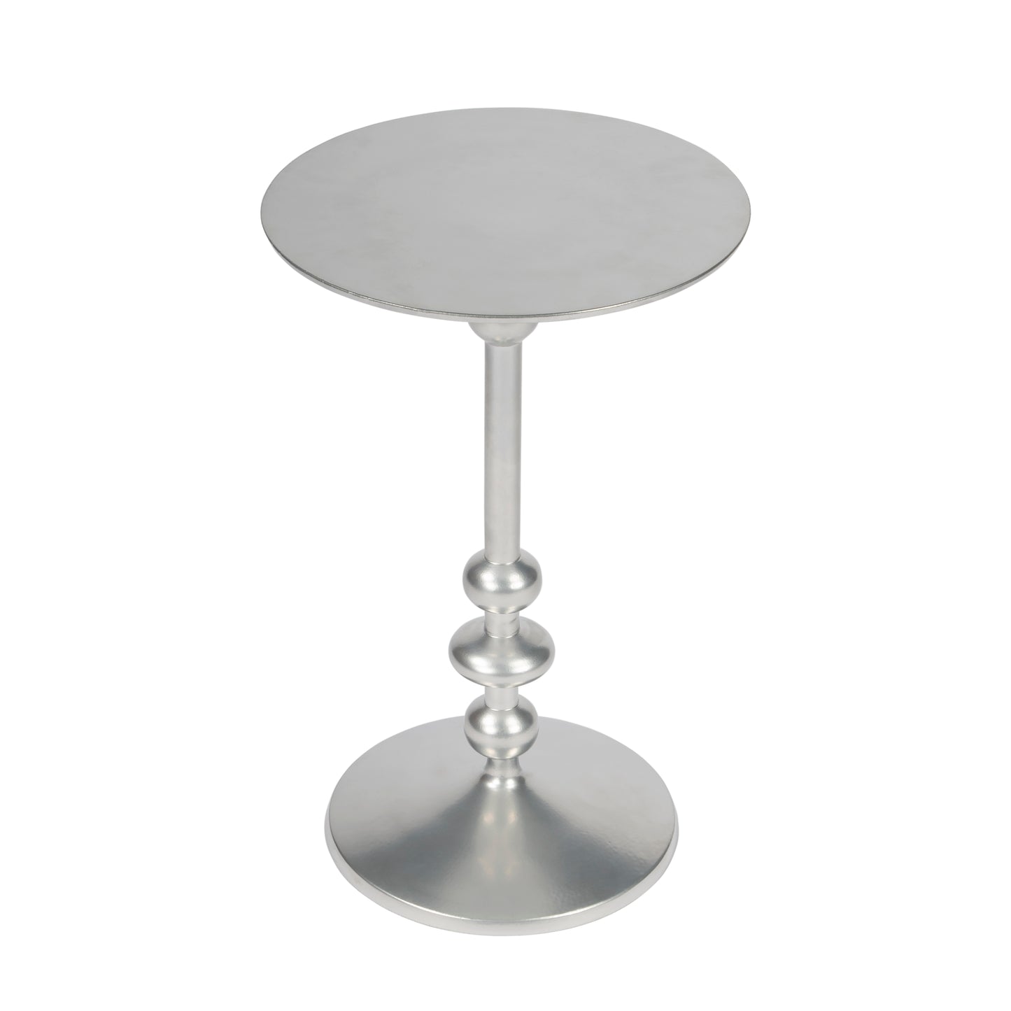 Zora Iron Pedestal Side Table in Silver  9340220