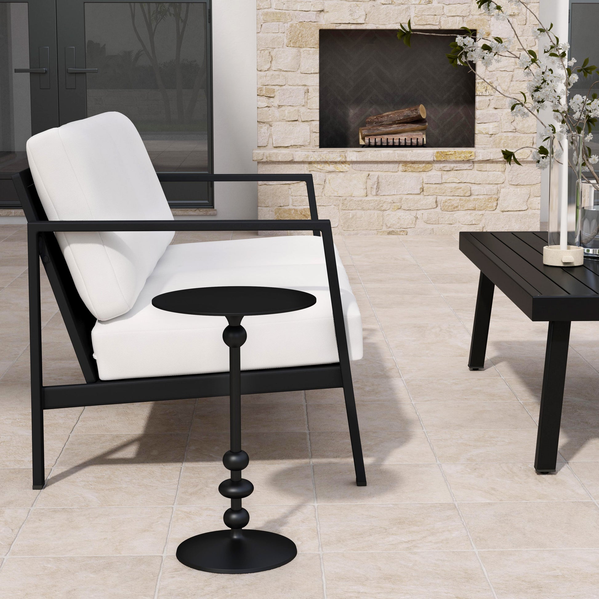 Butler Specialty Company Zora Outdoor 12 in. W Round Pedestal Base Side Table, Black